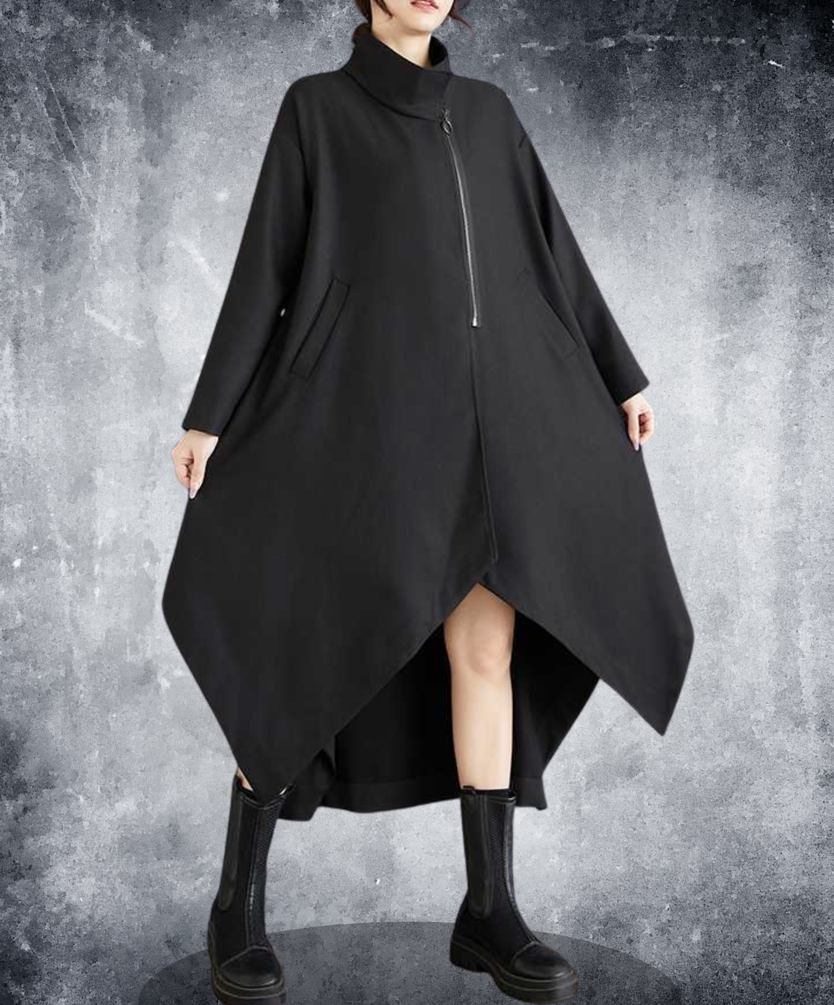 stand collar a-line coat EN2444 – ELNERO