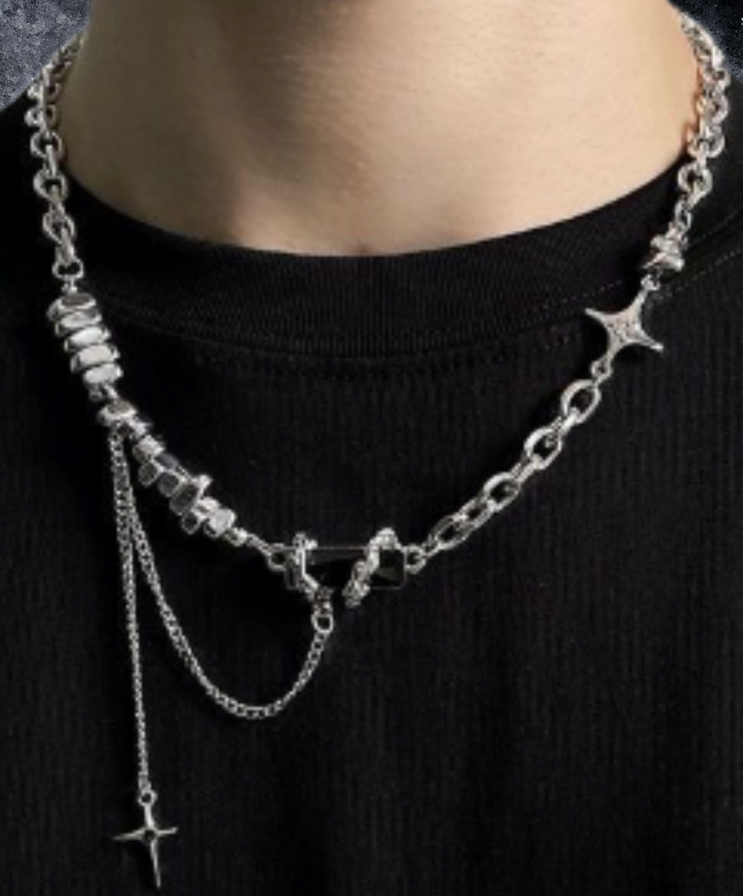 baroque stone and cross necklace EN1980