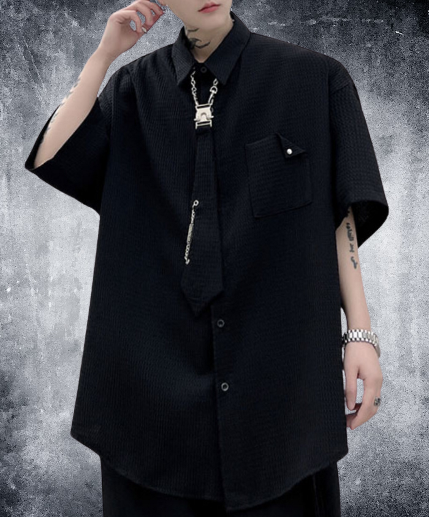 【style51】dark mode outfit set EN1848(jacket + shirt + skirt set)