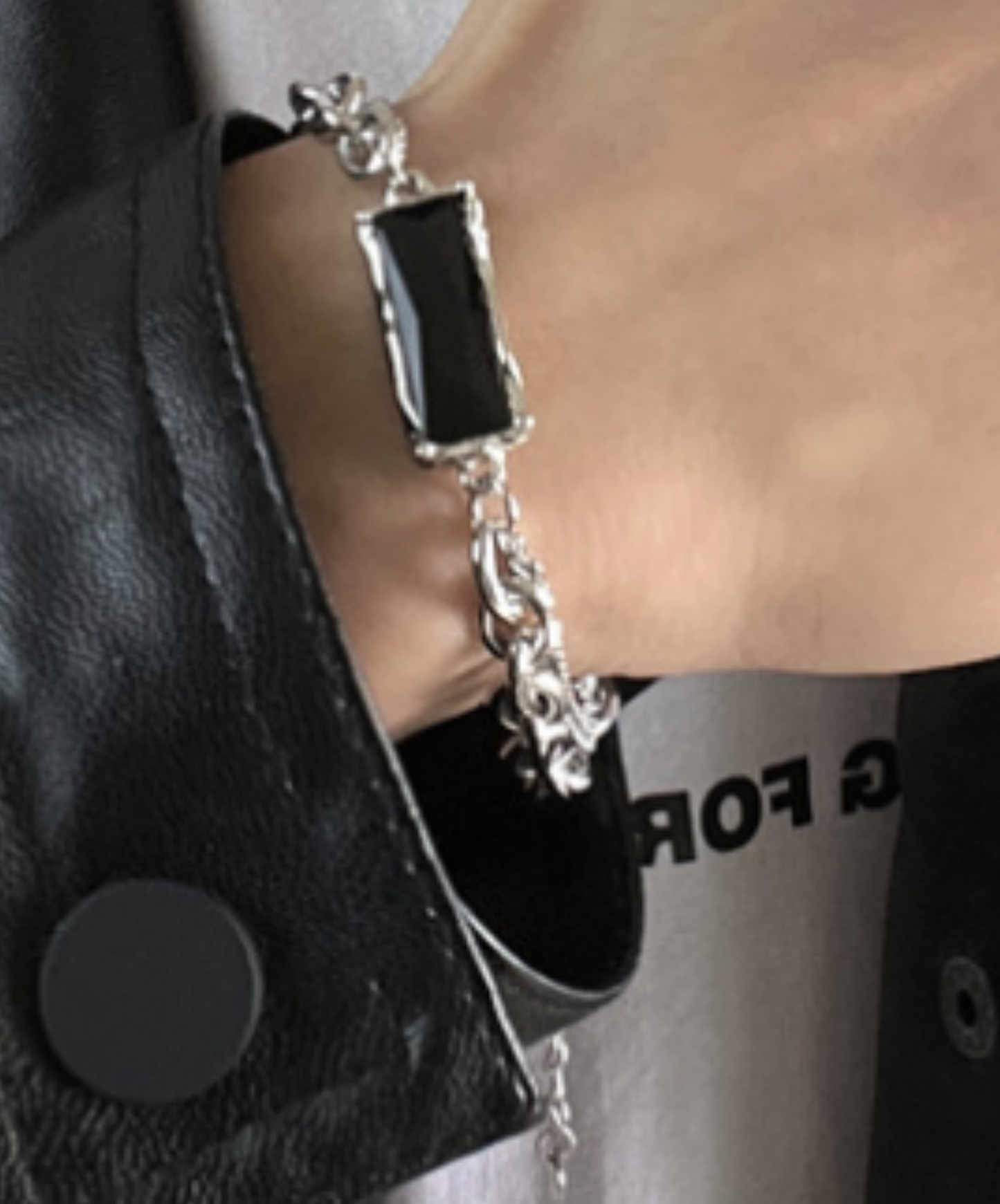 two-type chain black stone bracelet EN2391