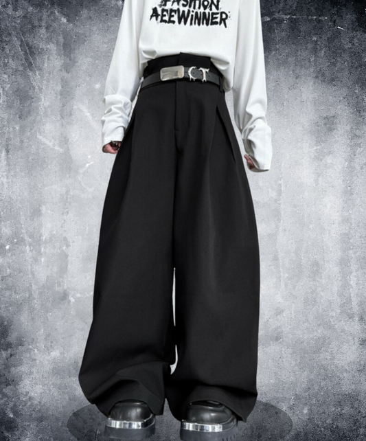 smooth drape texture wide pants EN2339