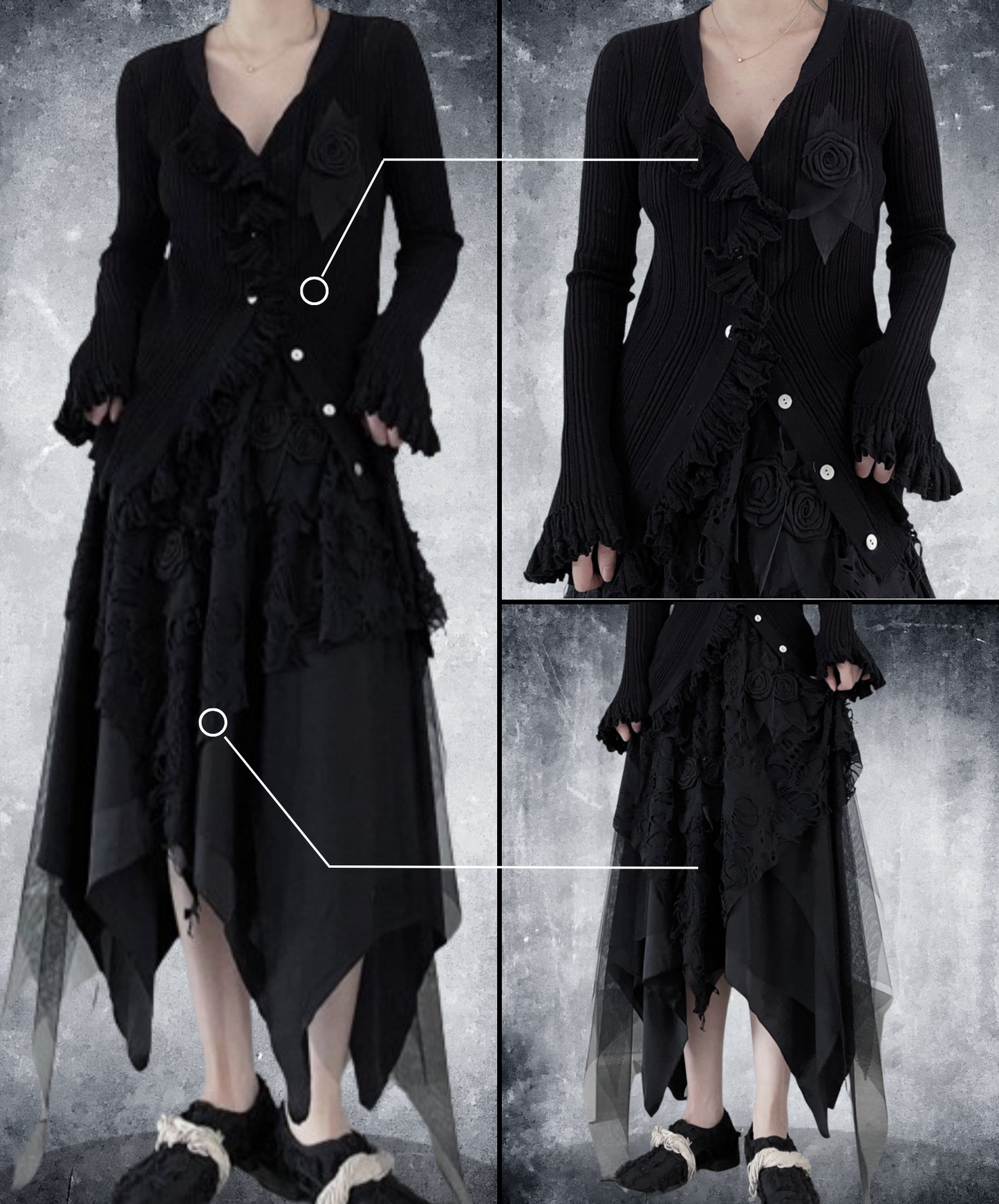 【style47】dark mode outfit set EN1624(cardigan +skirt set)