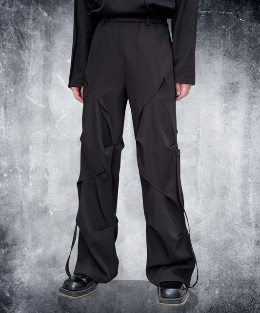 Irregular tuck drape casual pants EN2255
