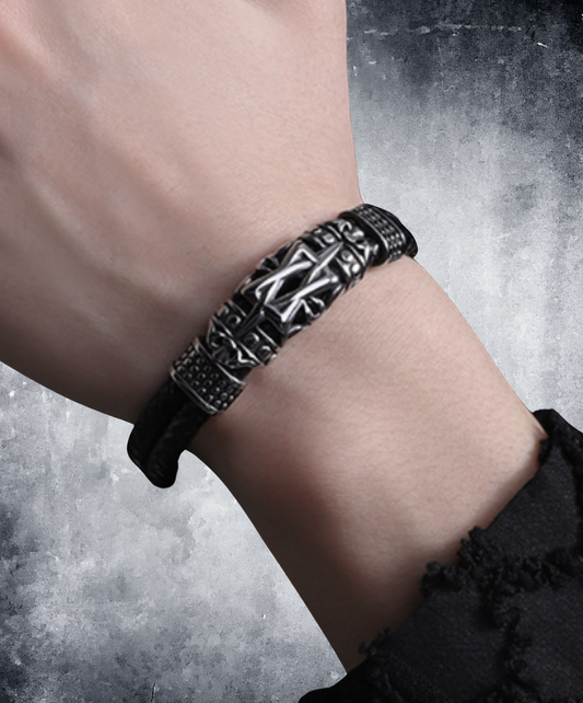 hexagram motif mixed materials bracelet EN2297