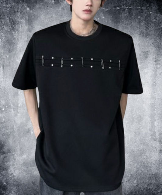metal pin and rivet decoration t-shirt EN2247