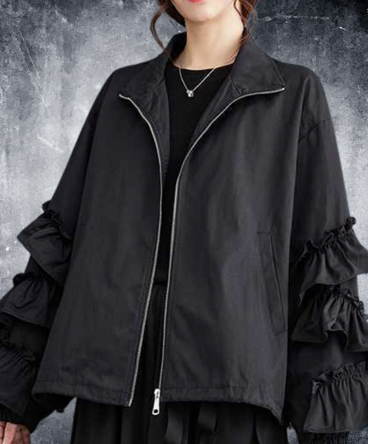 dark layered frill high neck jacket EN2353
