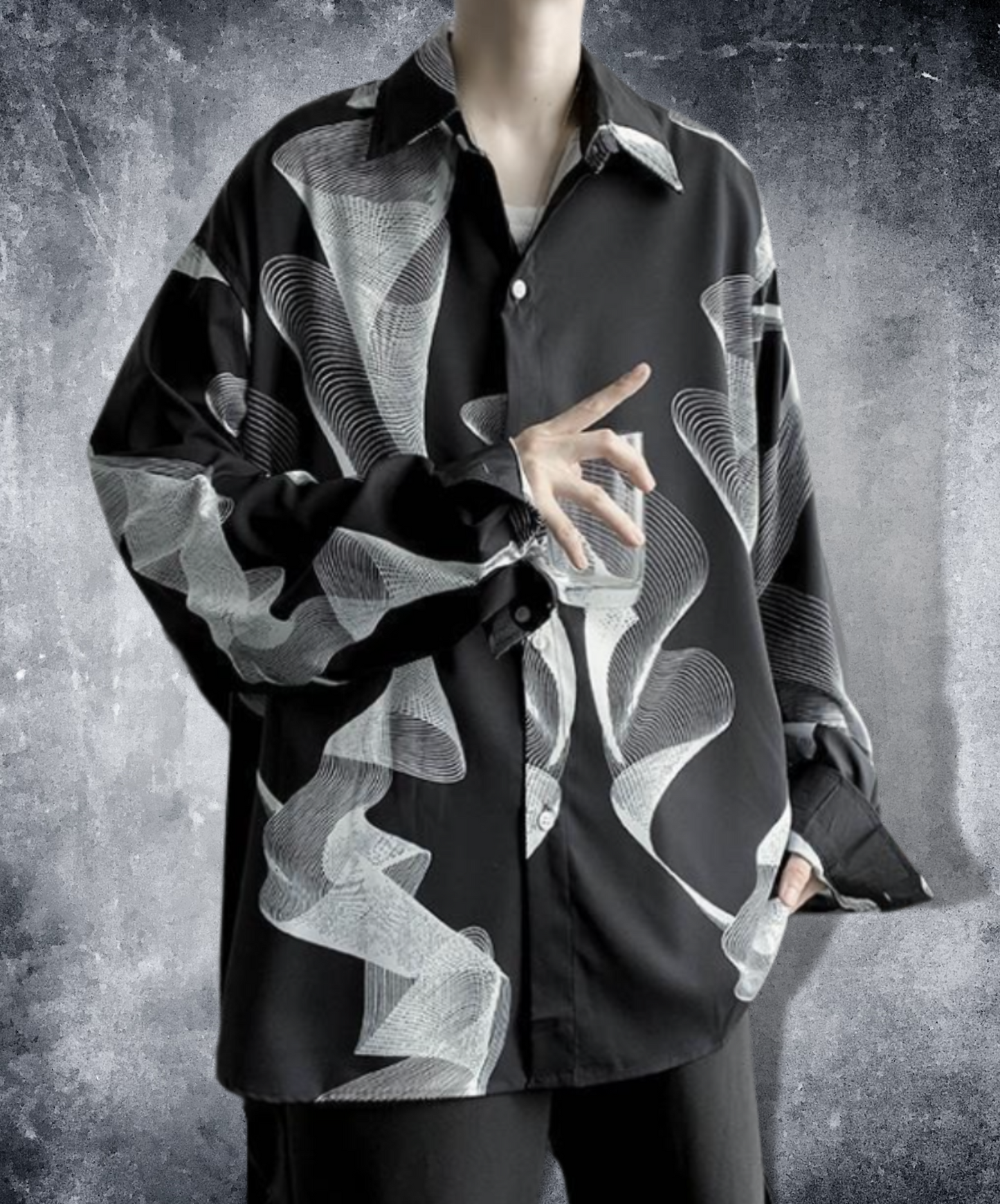 monotone geometric pattern shirt EN989