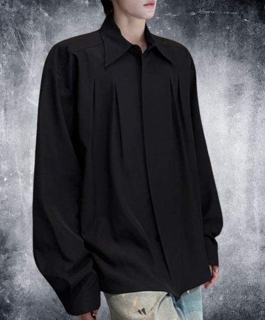 retro pleated drape shirt EN2310