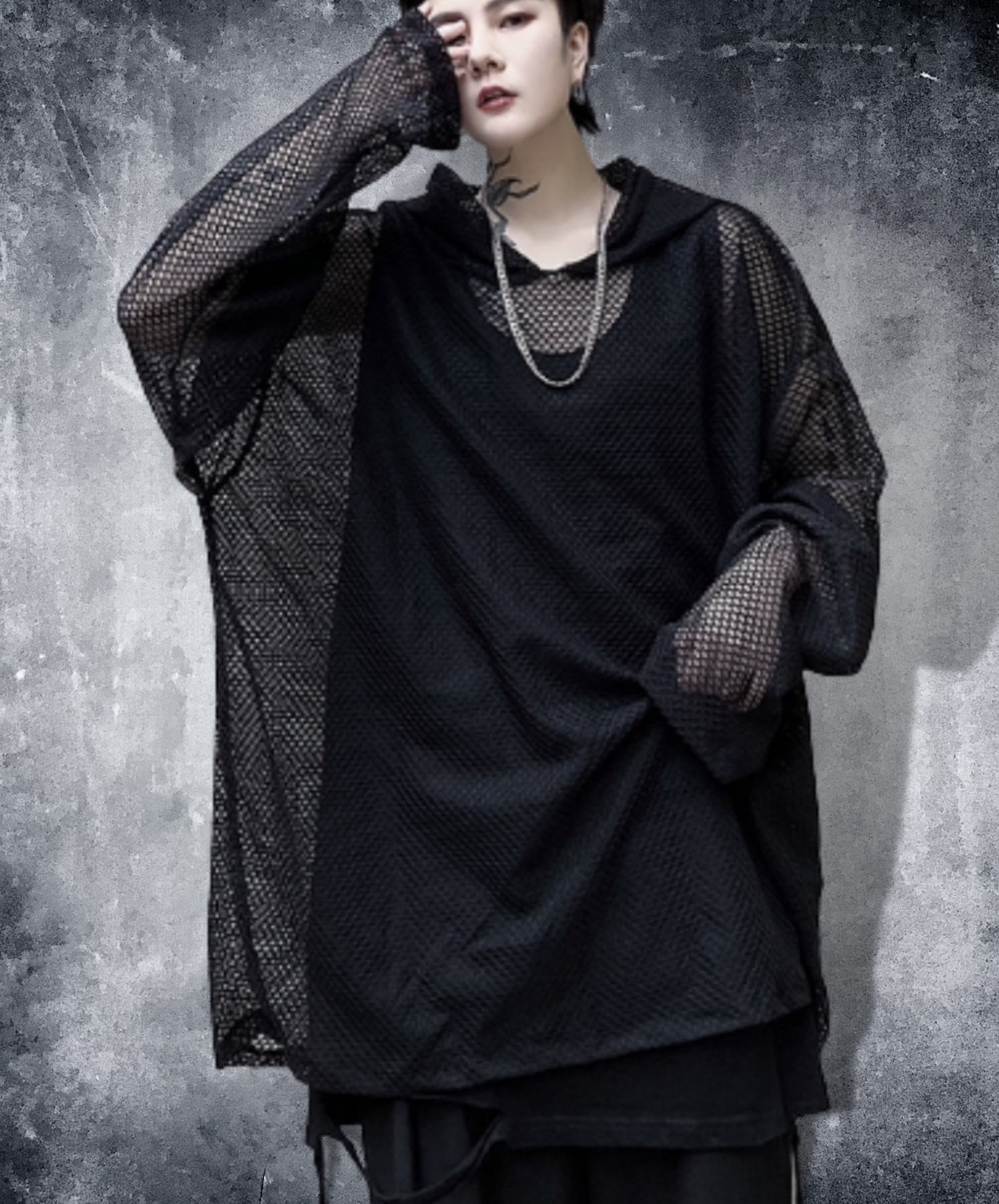 dark mesh hoodie EN1133