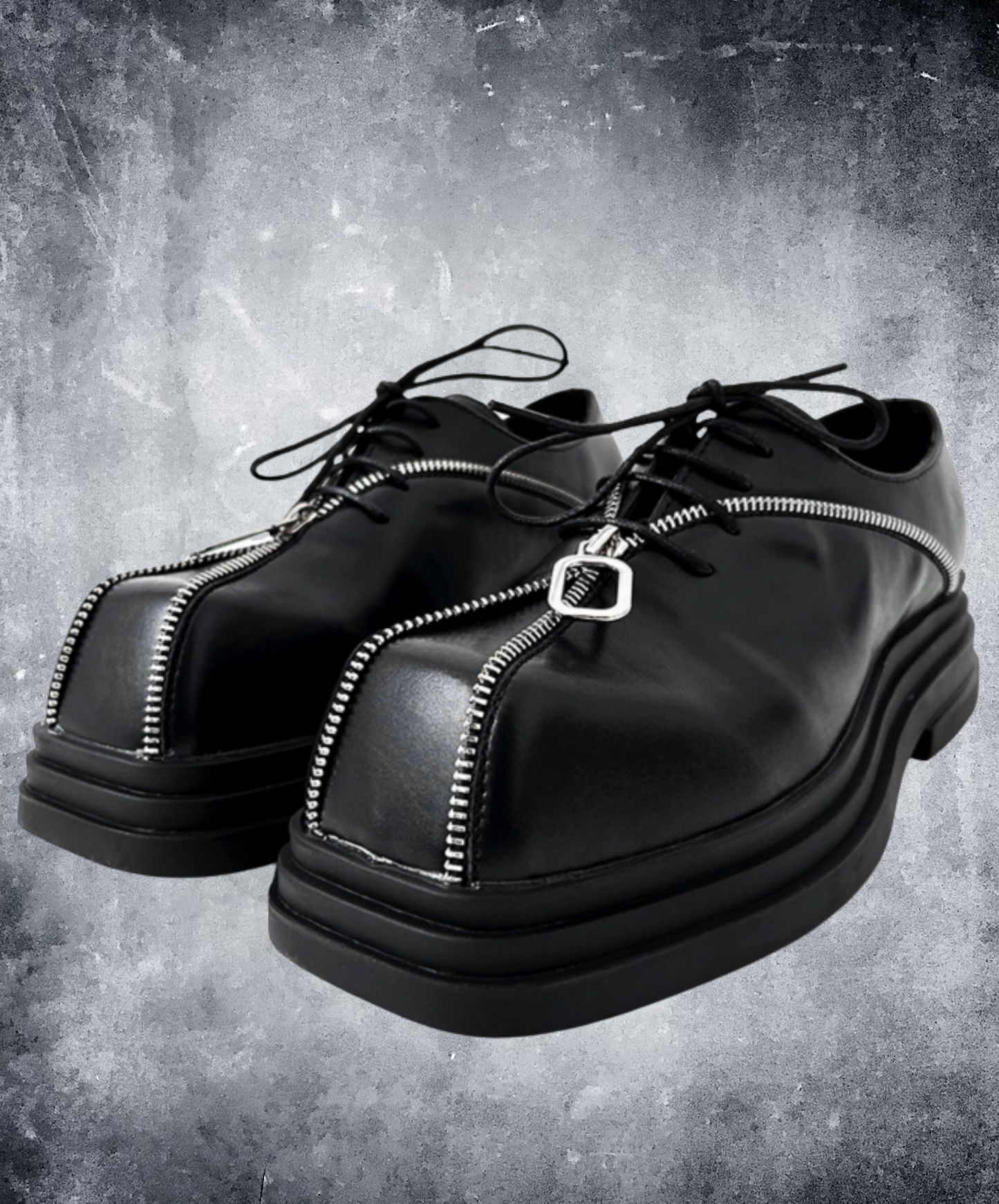 square head punk zipper design shoes EN1921