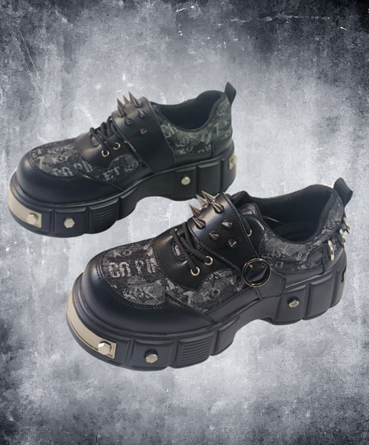 stud-decorated English letters shoes EN2197