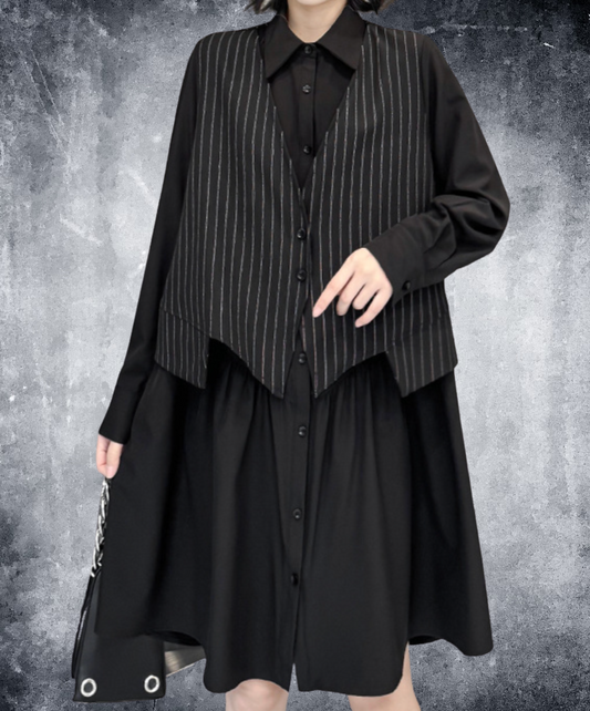 fake layered stripes long shirt EN2329