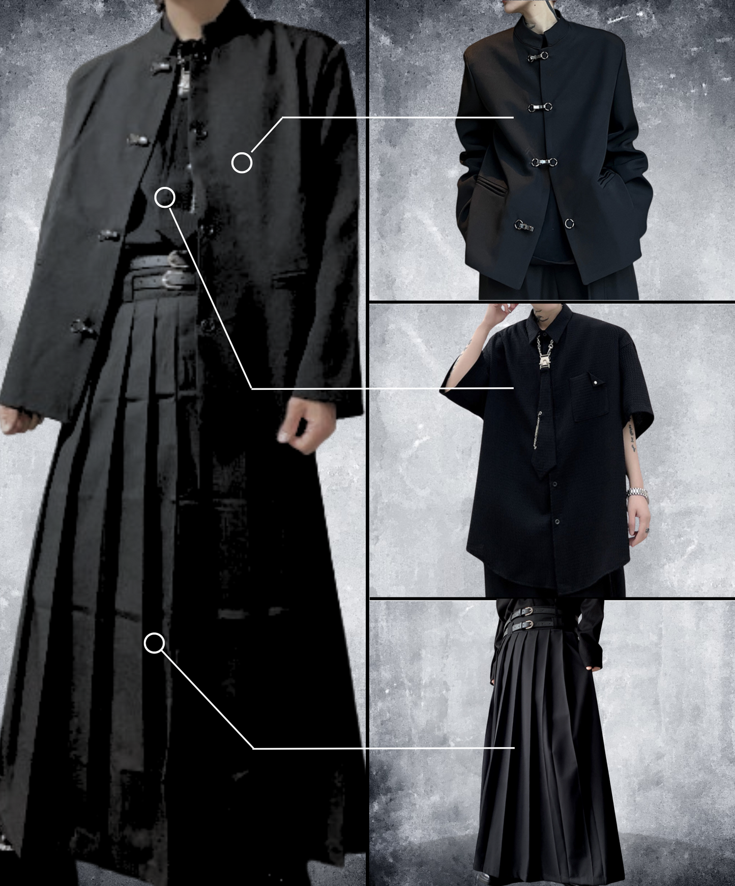 【style51】dark mode outfit set EN1848(jacket + shirt + skirt set)