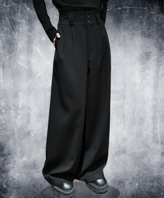 high-waisted draped straight wide pants EN2386