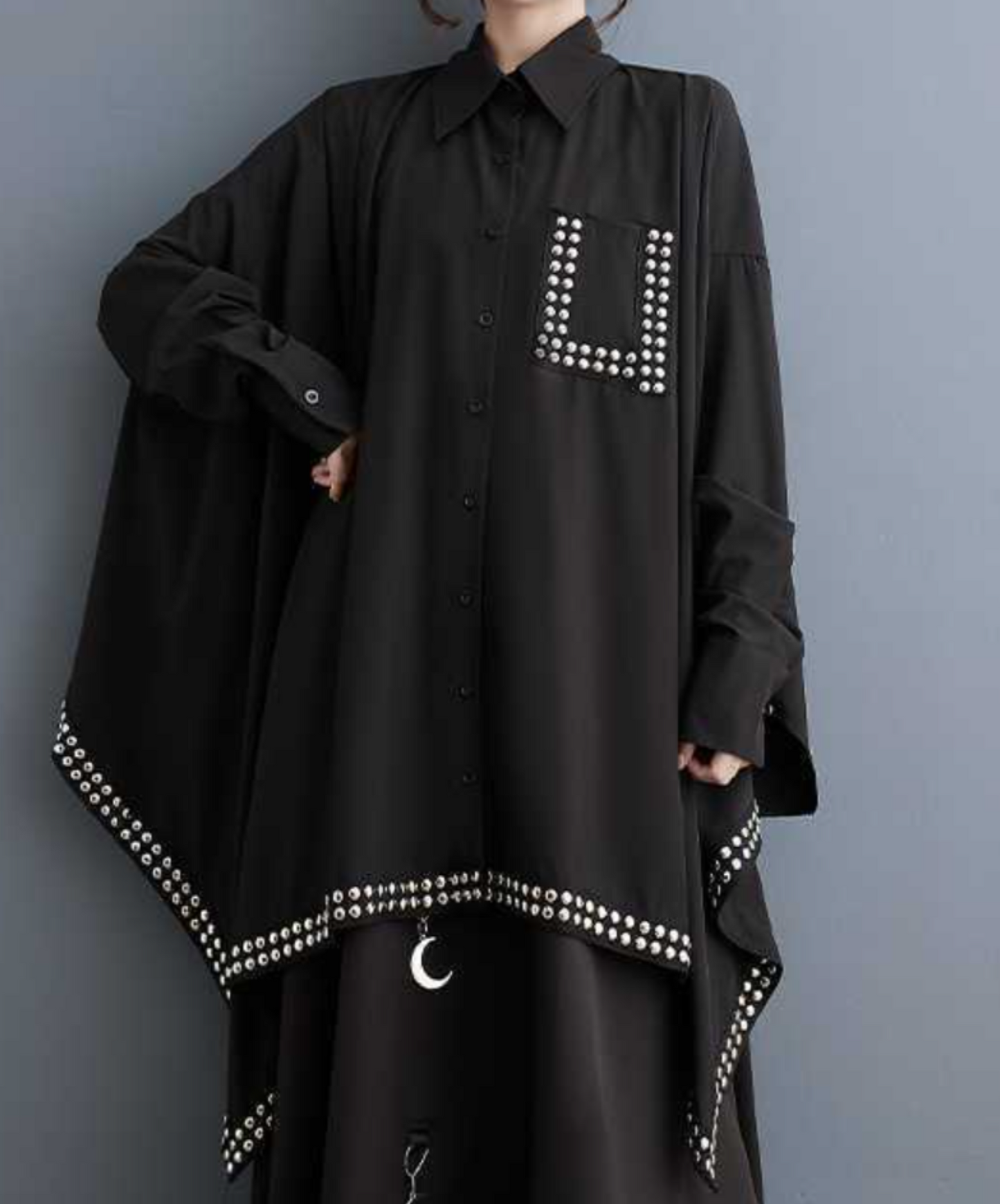 dark rivet collage dress long shirt EN1658