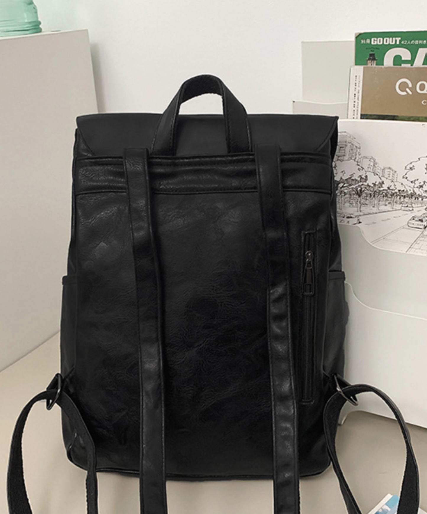 realistic textured triangular flap backpack bag EN2106