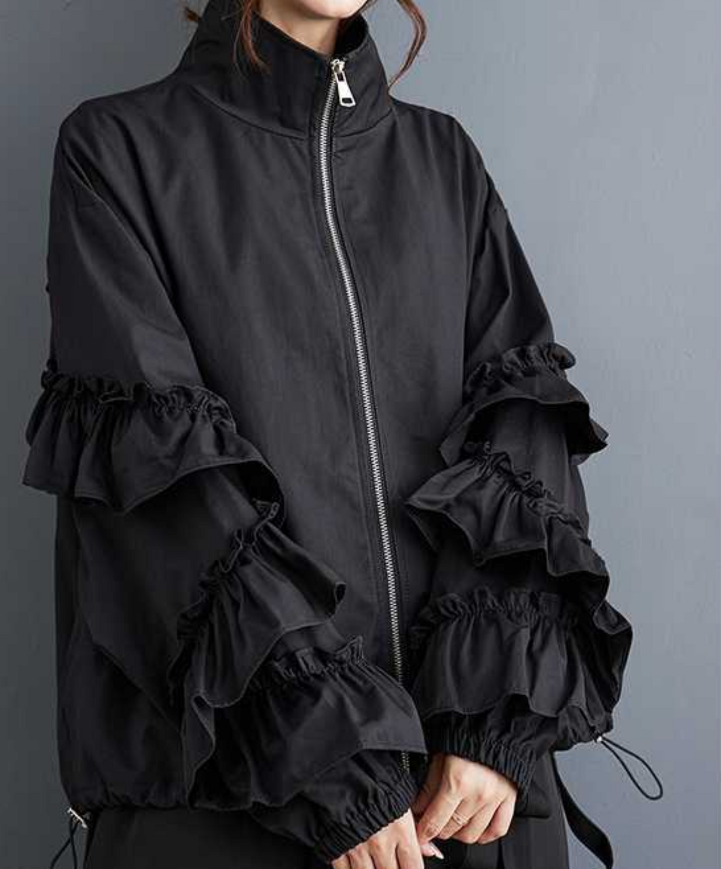 dark layered frill high neck jacket EN2353