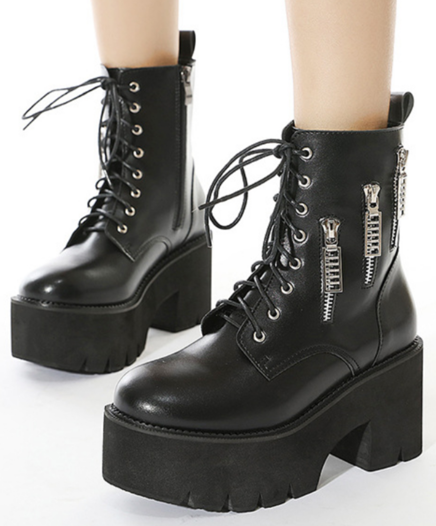triple zipper design zip up boots EN1511