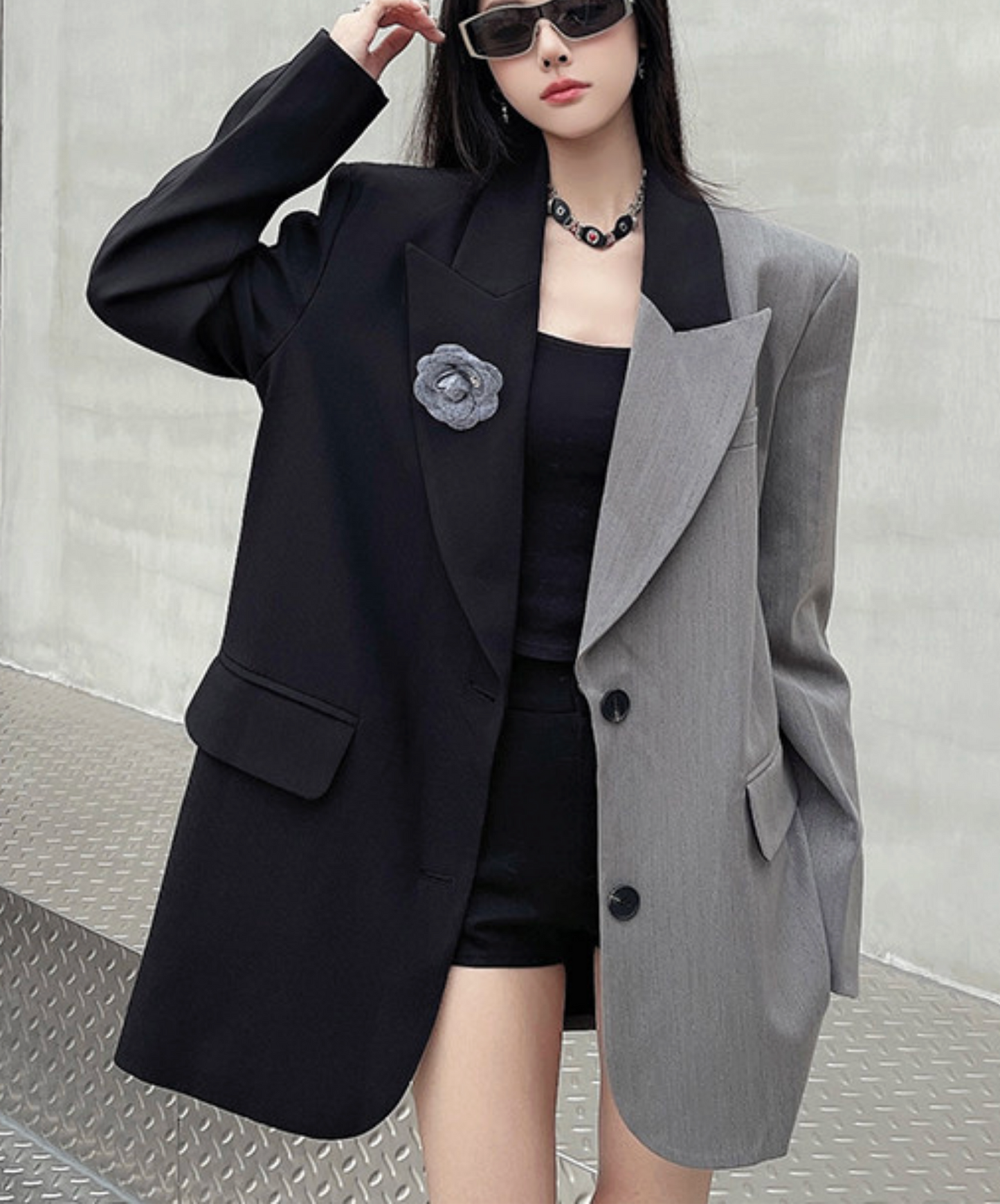 black & gray colorblock jacket EN2766