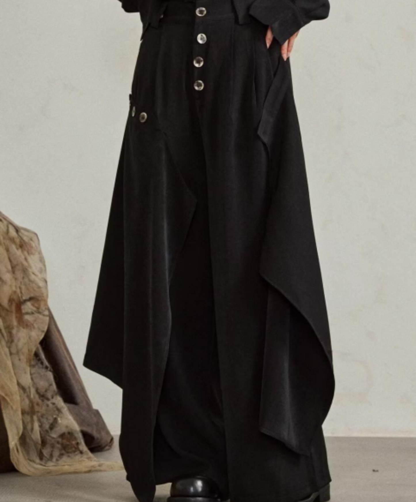 dark layered wide pants EN1866