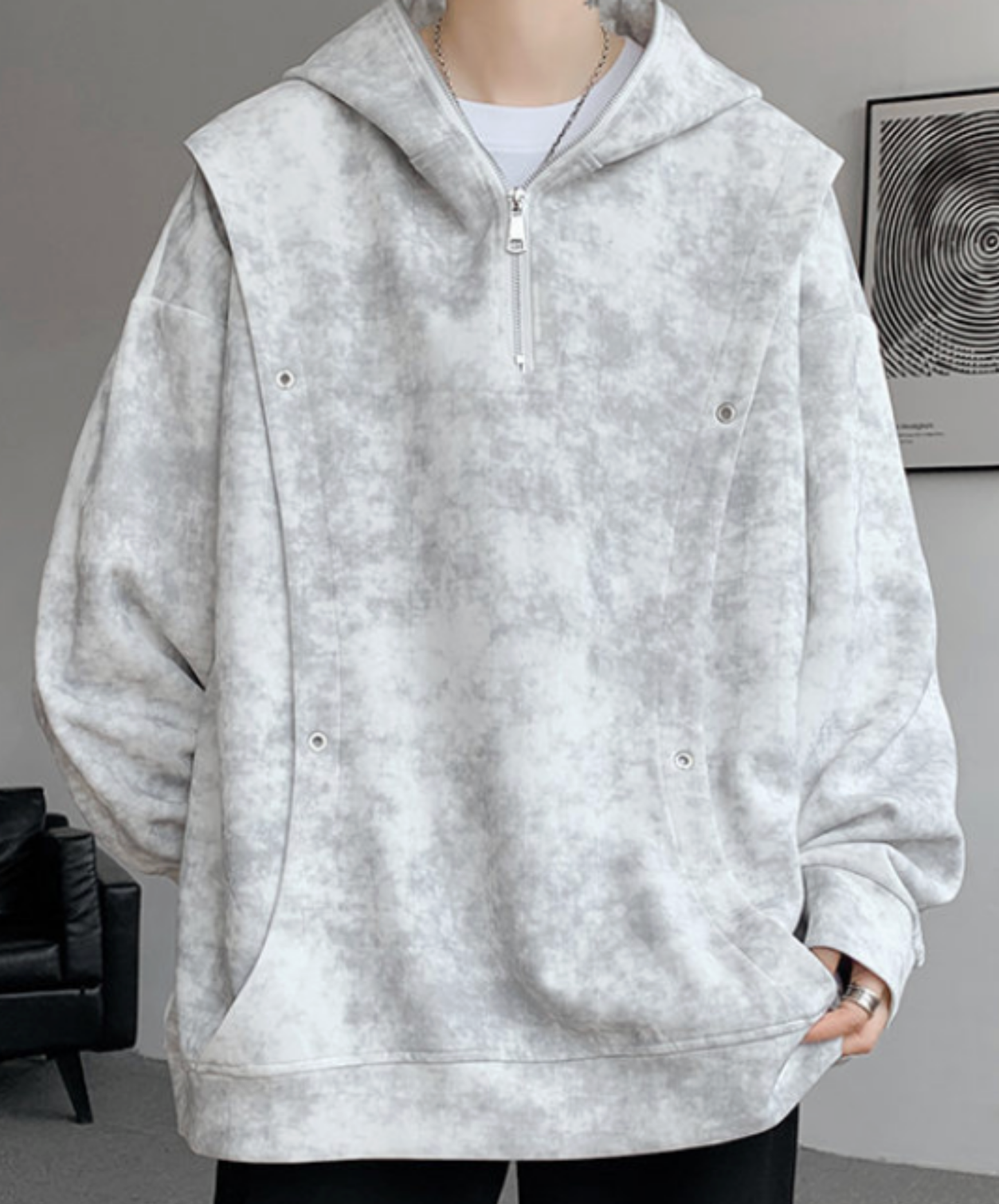 tie-dyed, thick and loose hoodie EN2744