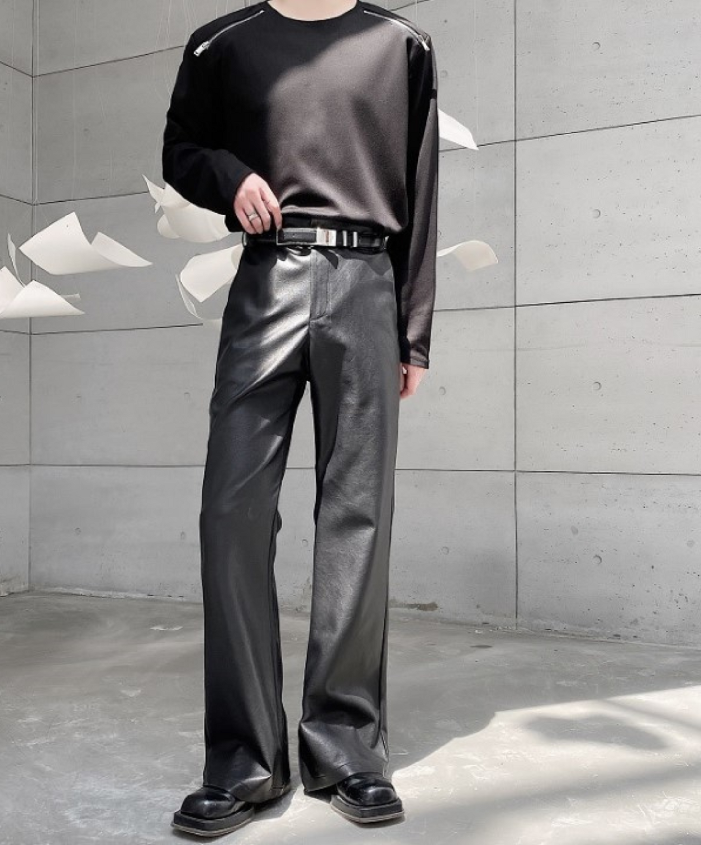 【style37】dark mode outfit set EN1410( coat+ pants set)