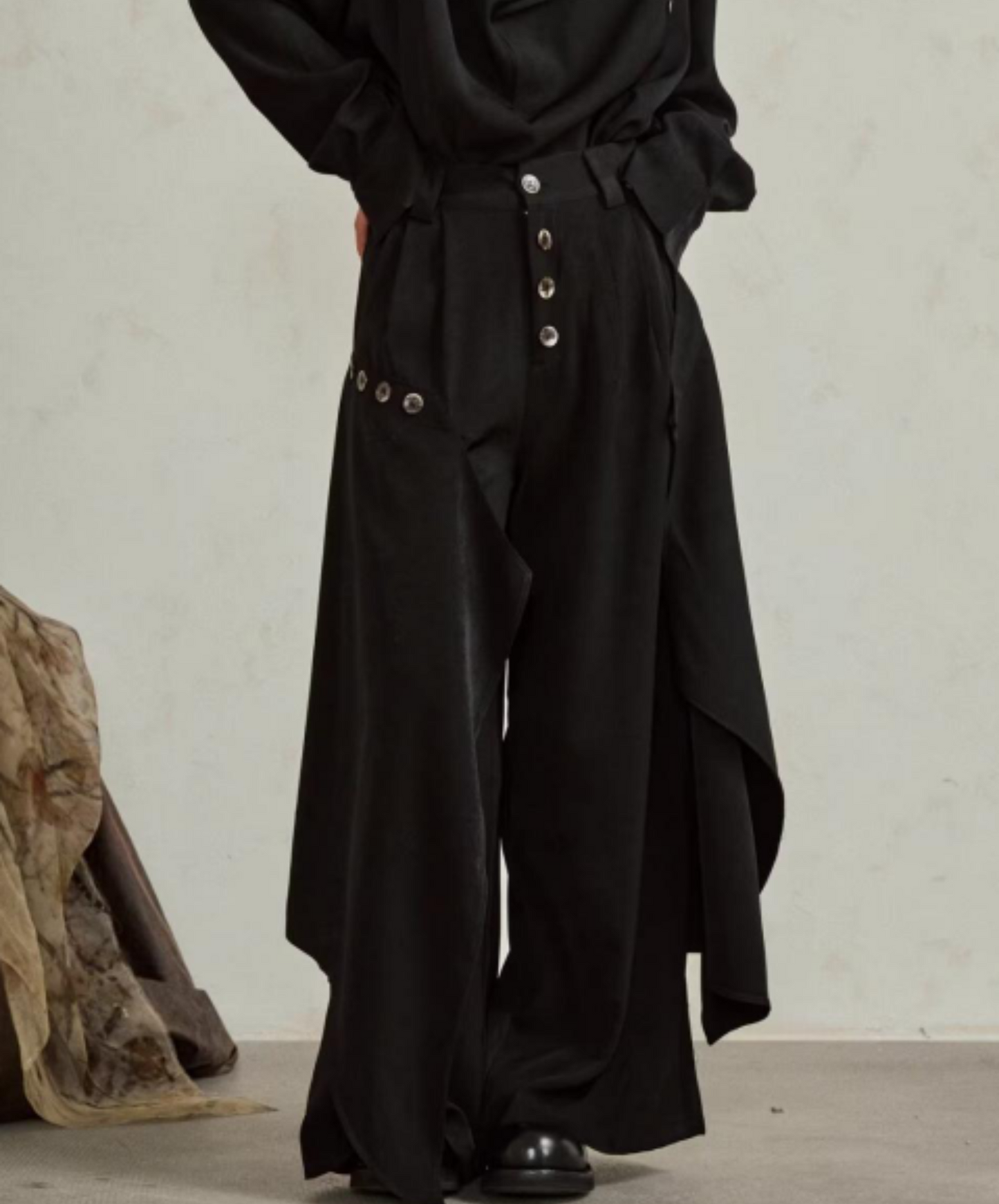 dark layered wide pants EN1866