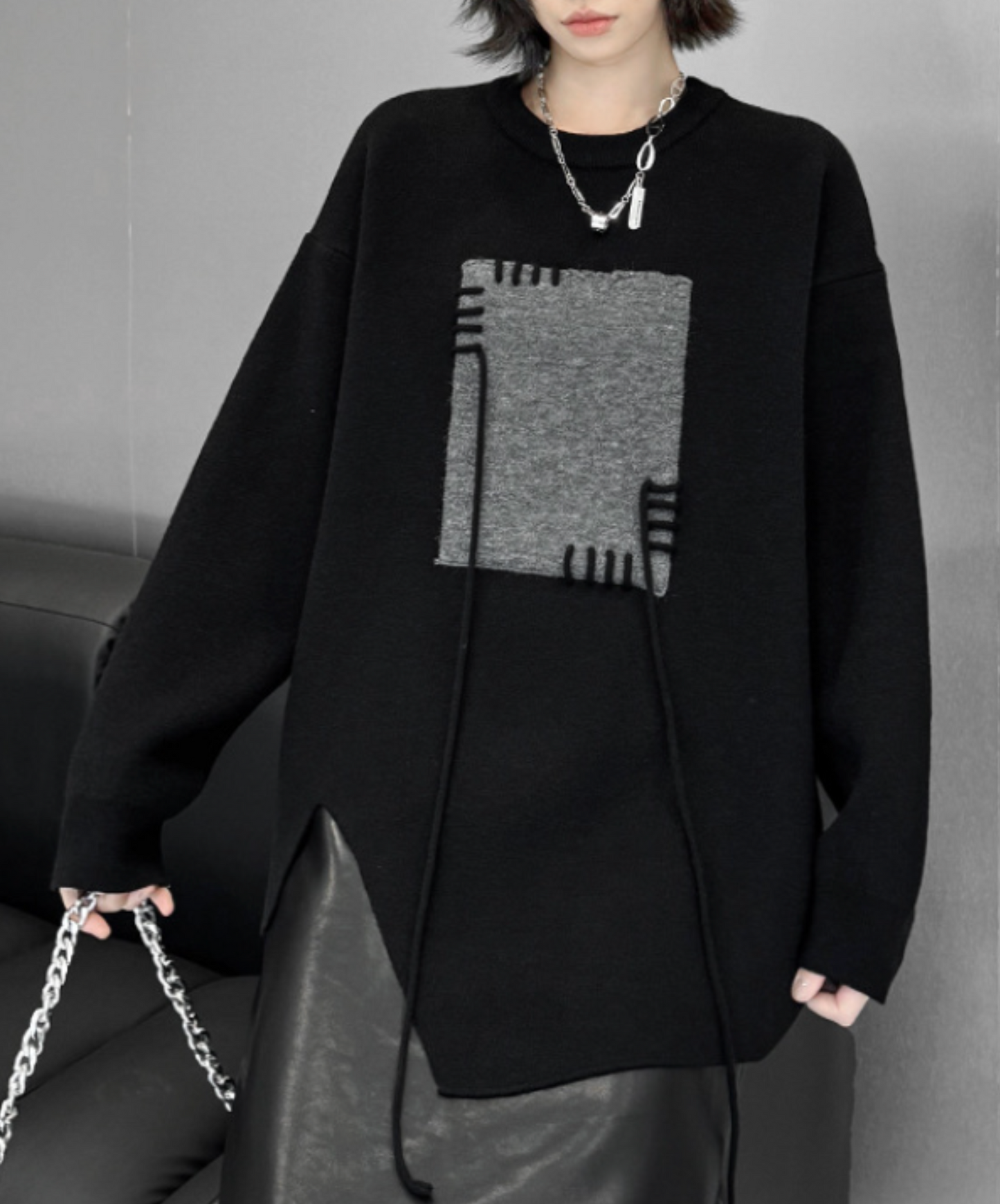 jacquard stitched motif sweater EN2469