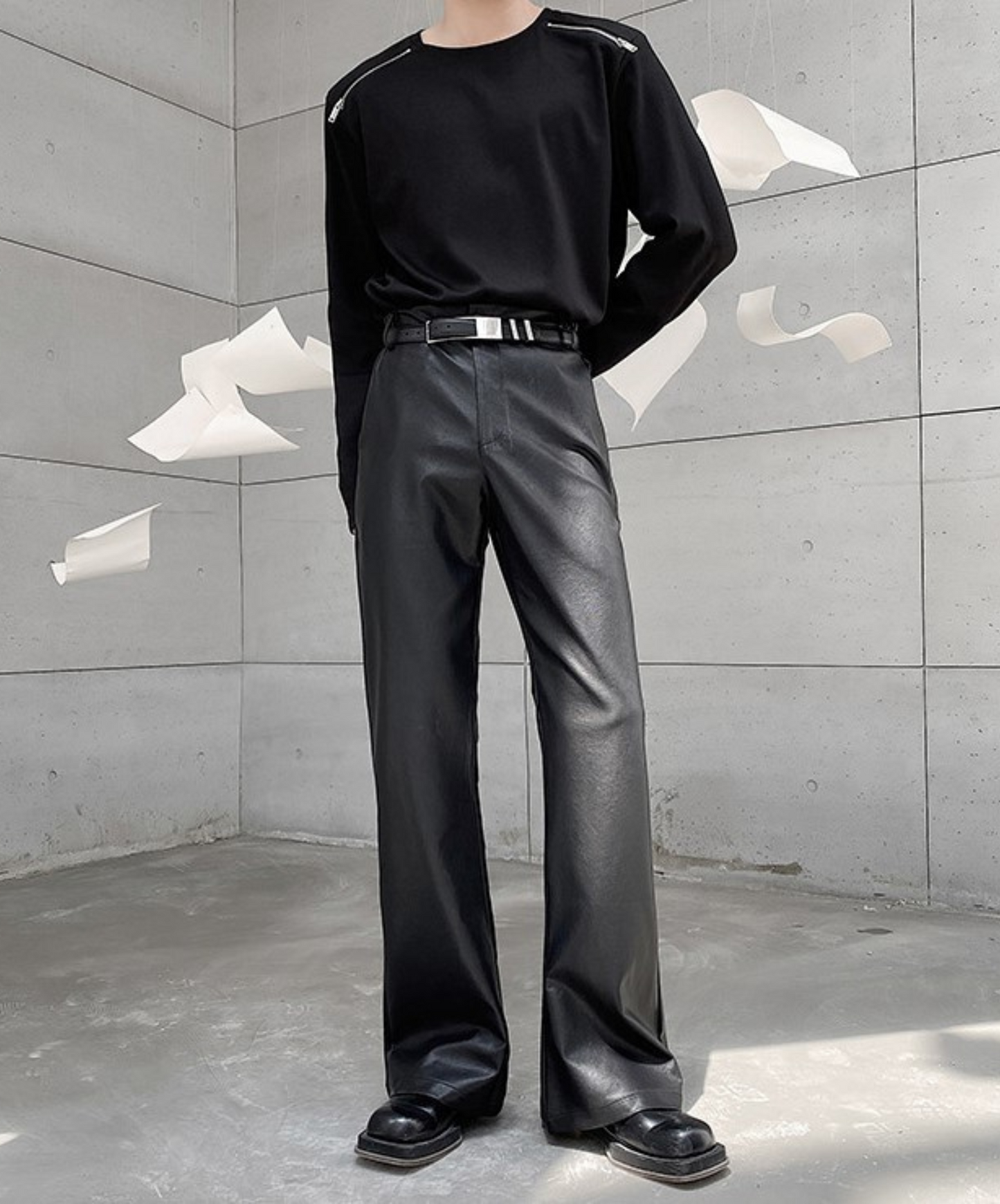 【style37】dark mode outfit set EN1410( coat+ pants set)