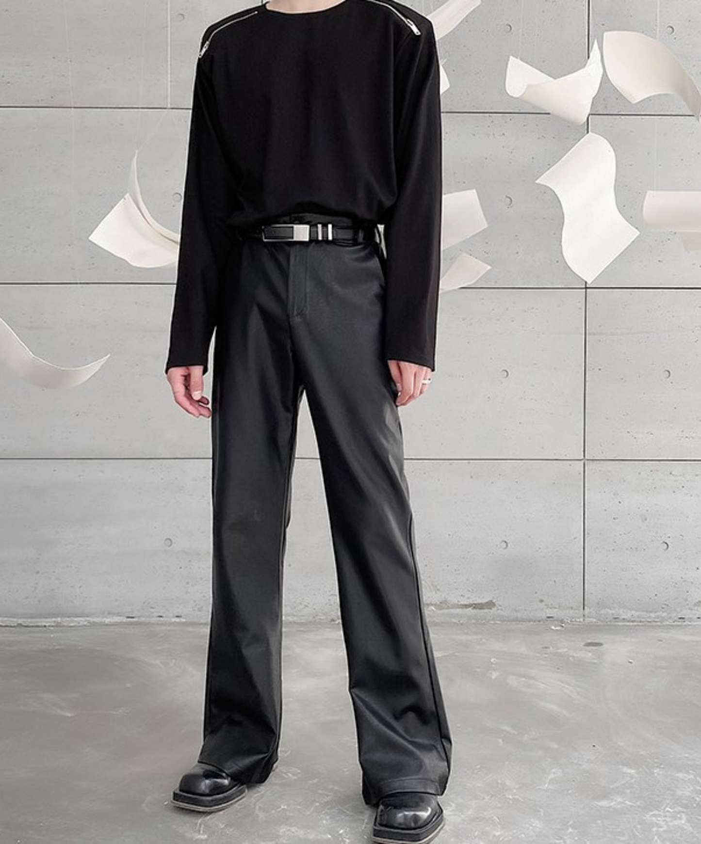 【style37】dark mode outfit set EN1410( coat+ pants set)