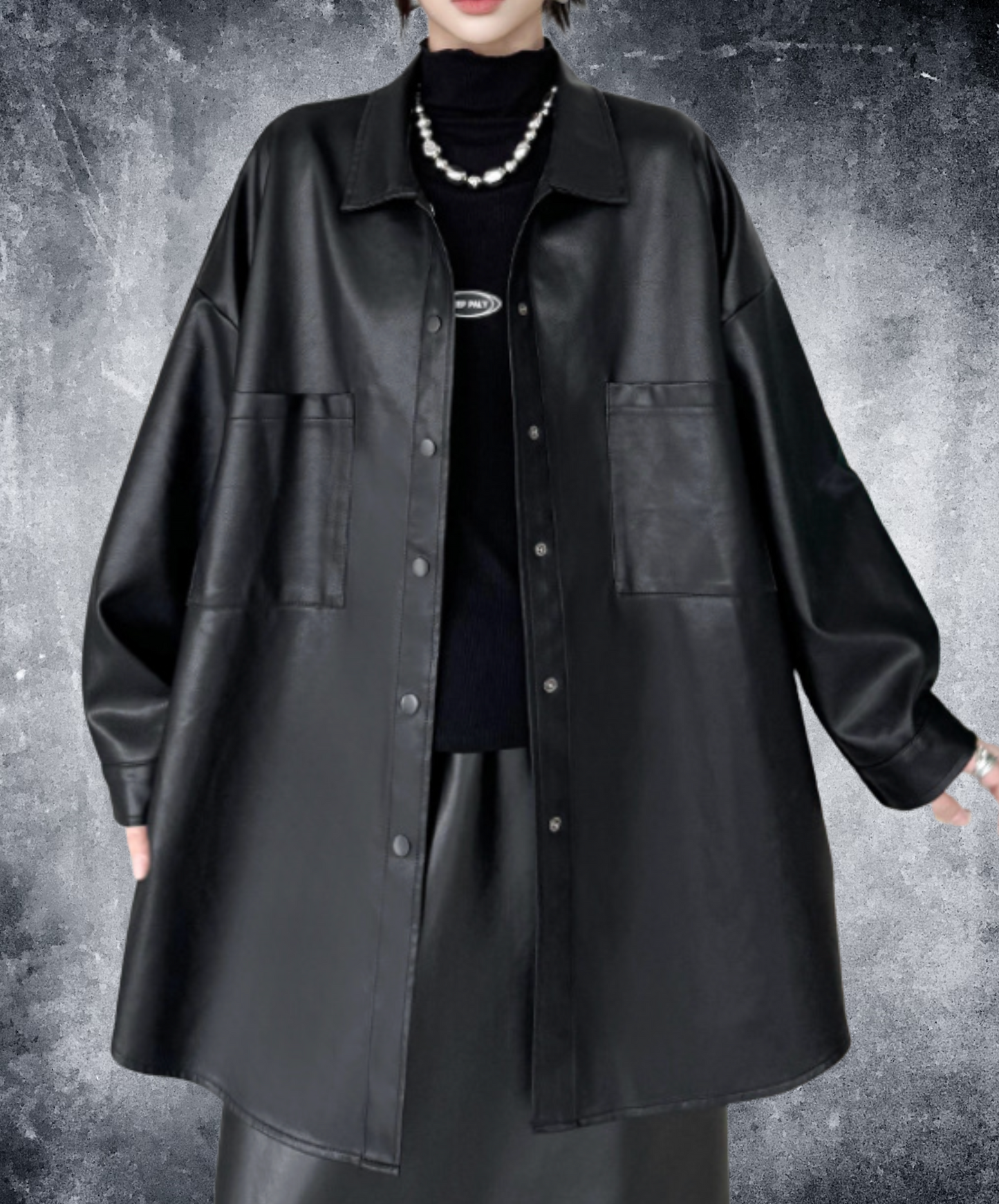 pu leather loose shirt EN2467