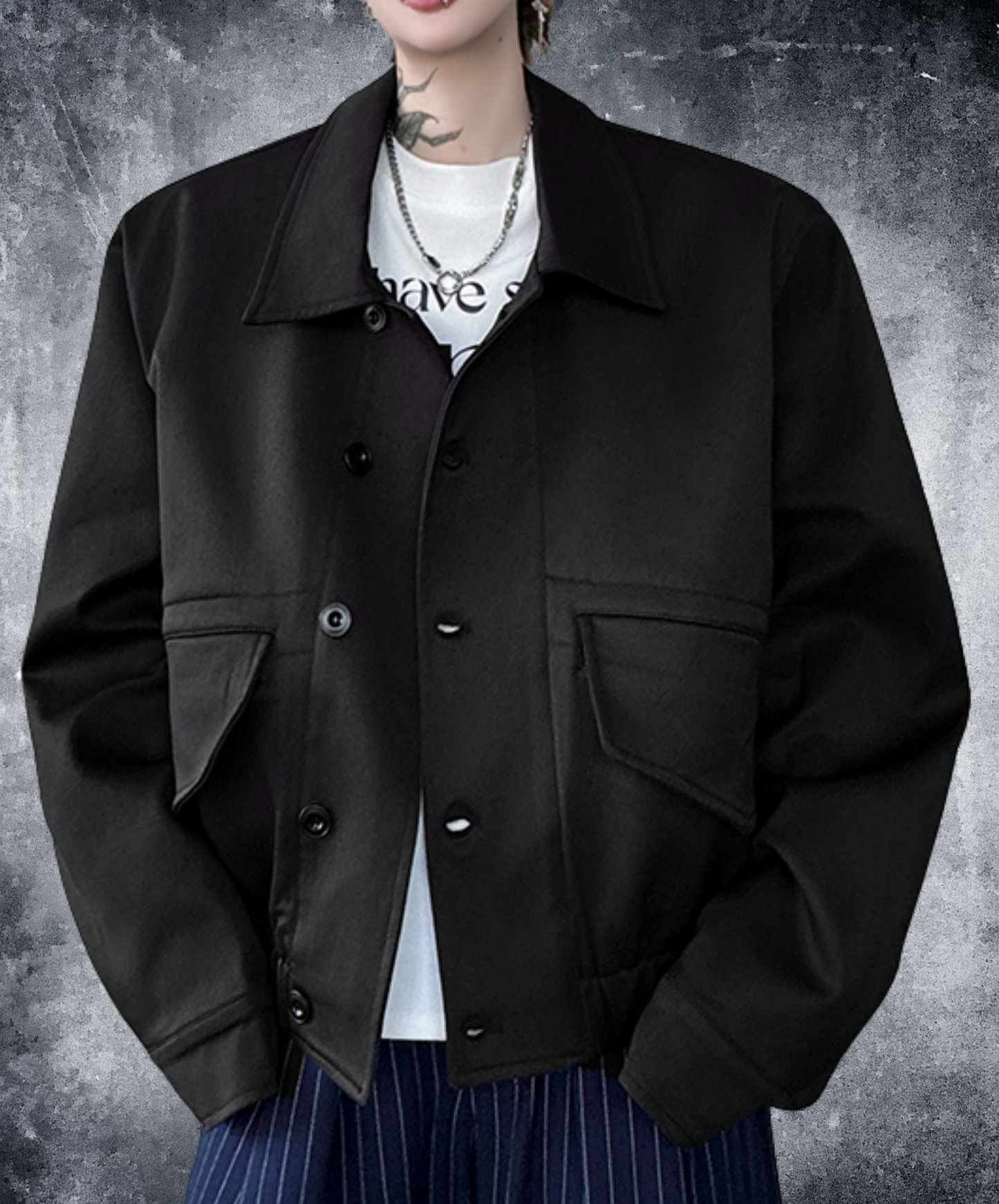 dark big pocket short length jacket EN2375