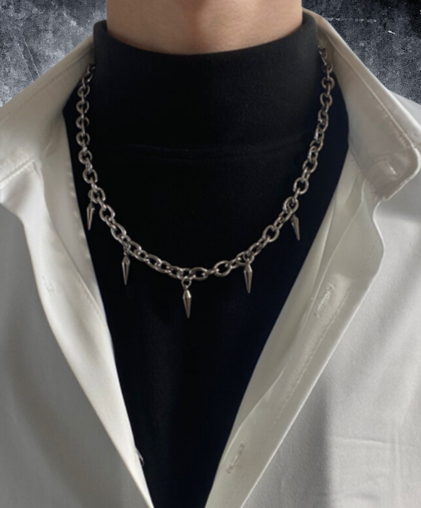 fringe rivet titanium necklace EN1783