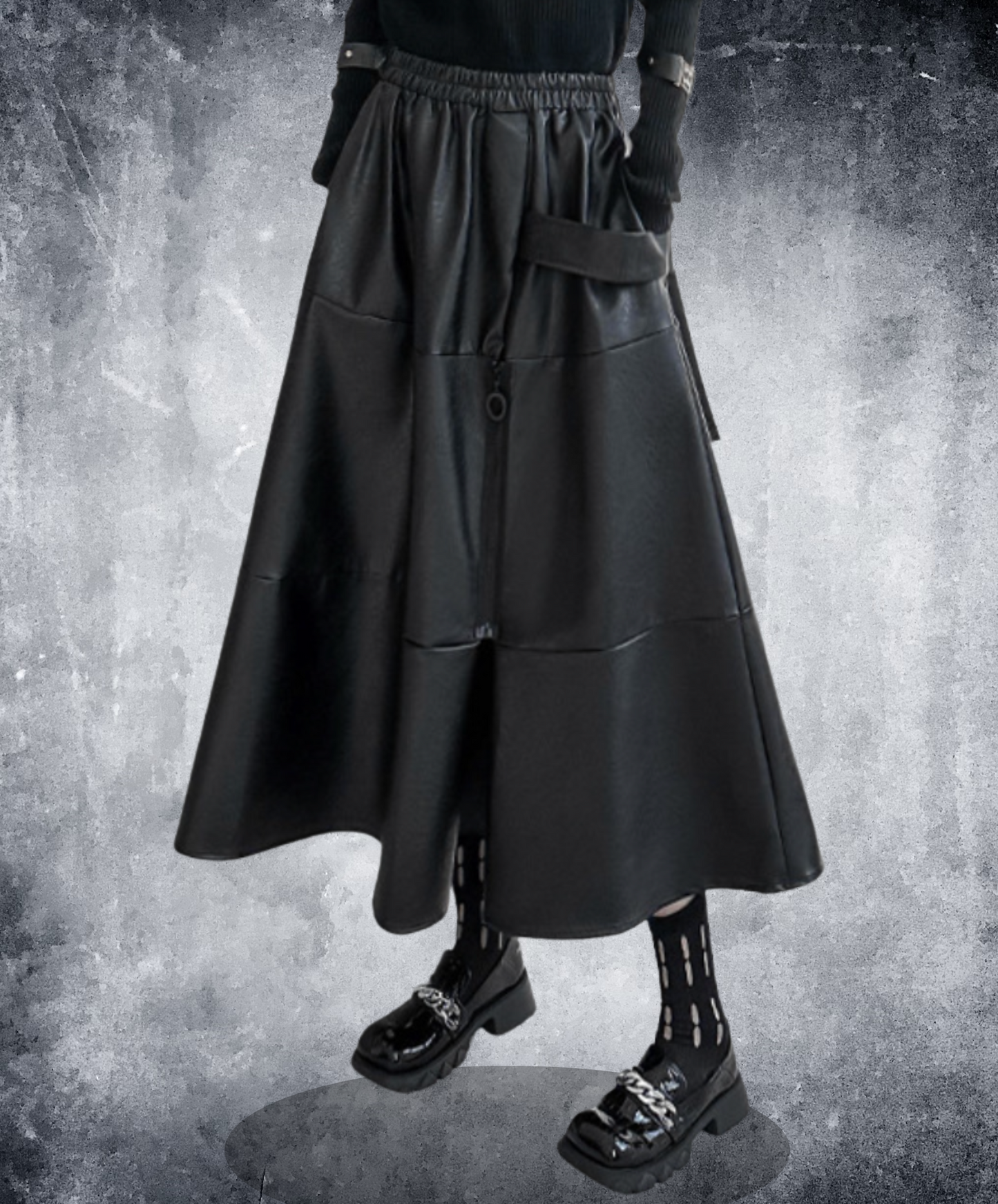 retro design hard pu leather skirt EN2342