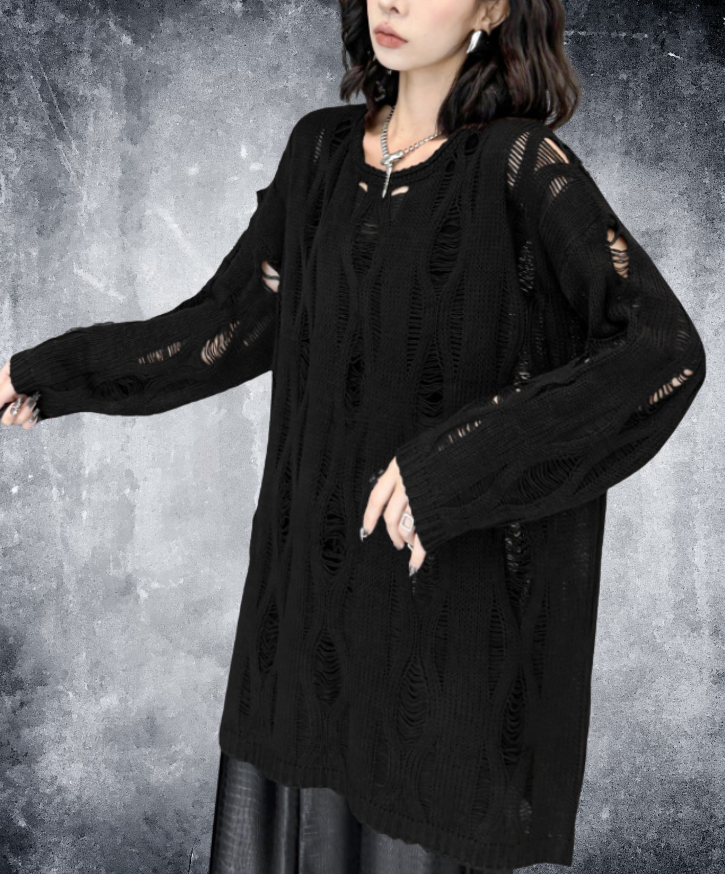 diamond openwork pattern sweater EN2447