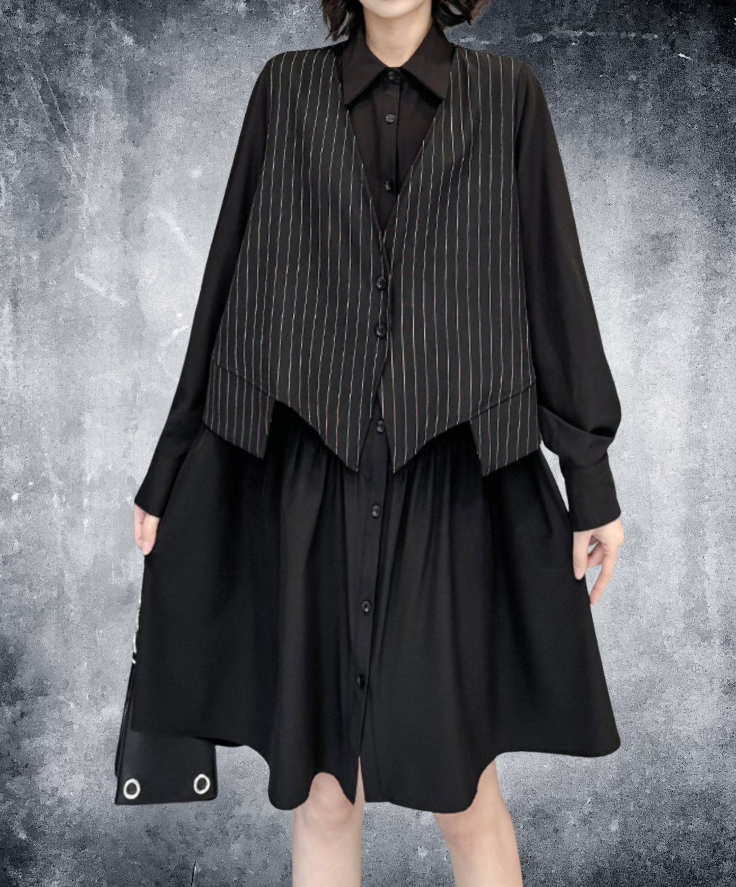 fake layered stripes long shirt EN2329