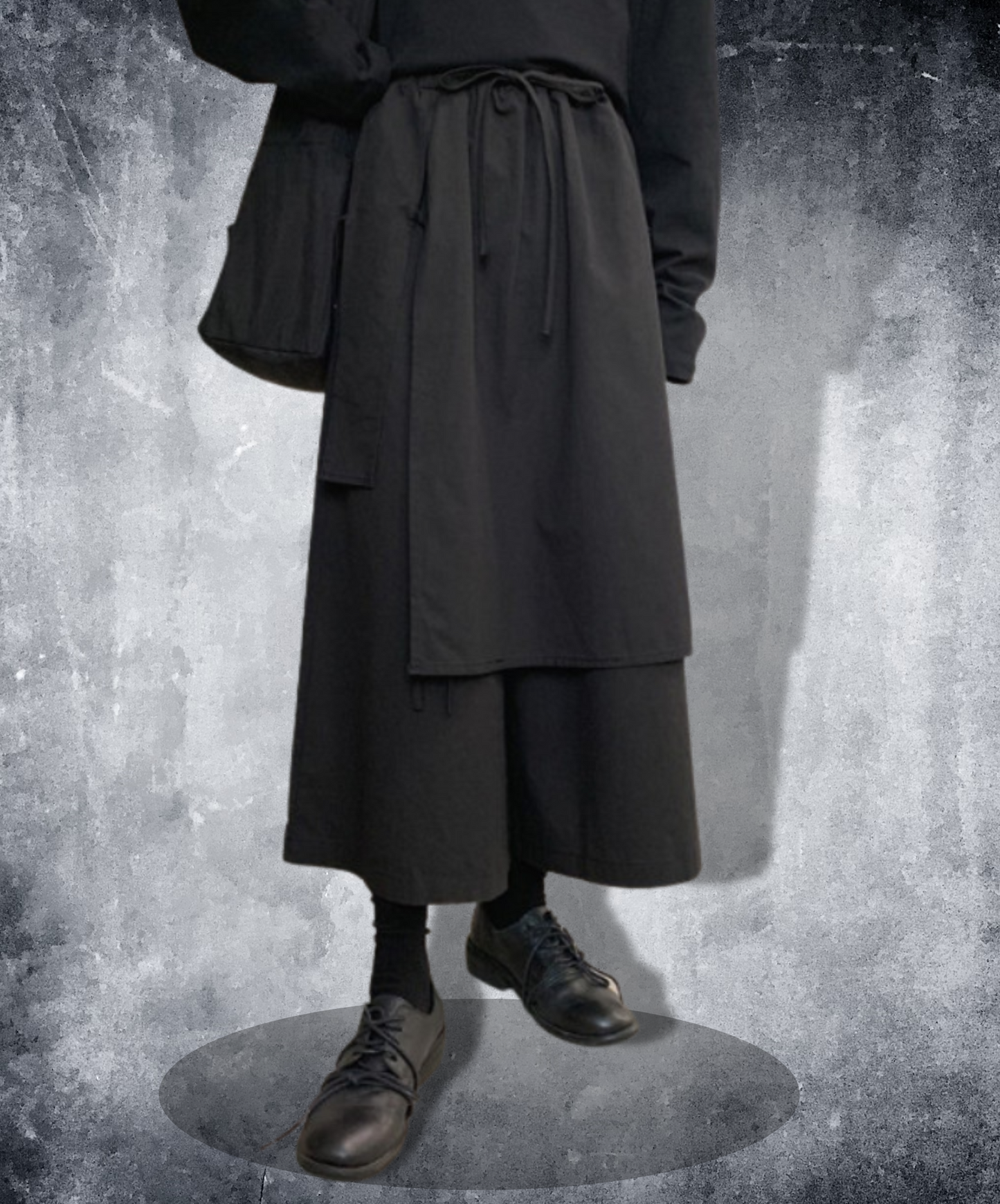 dark wide layered hakama pants EN1124