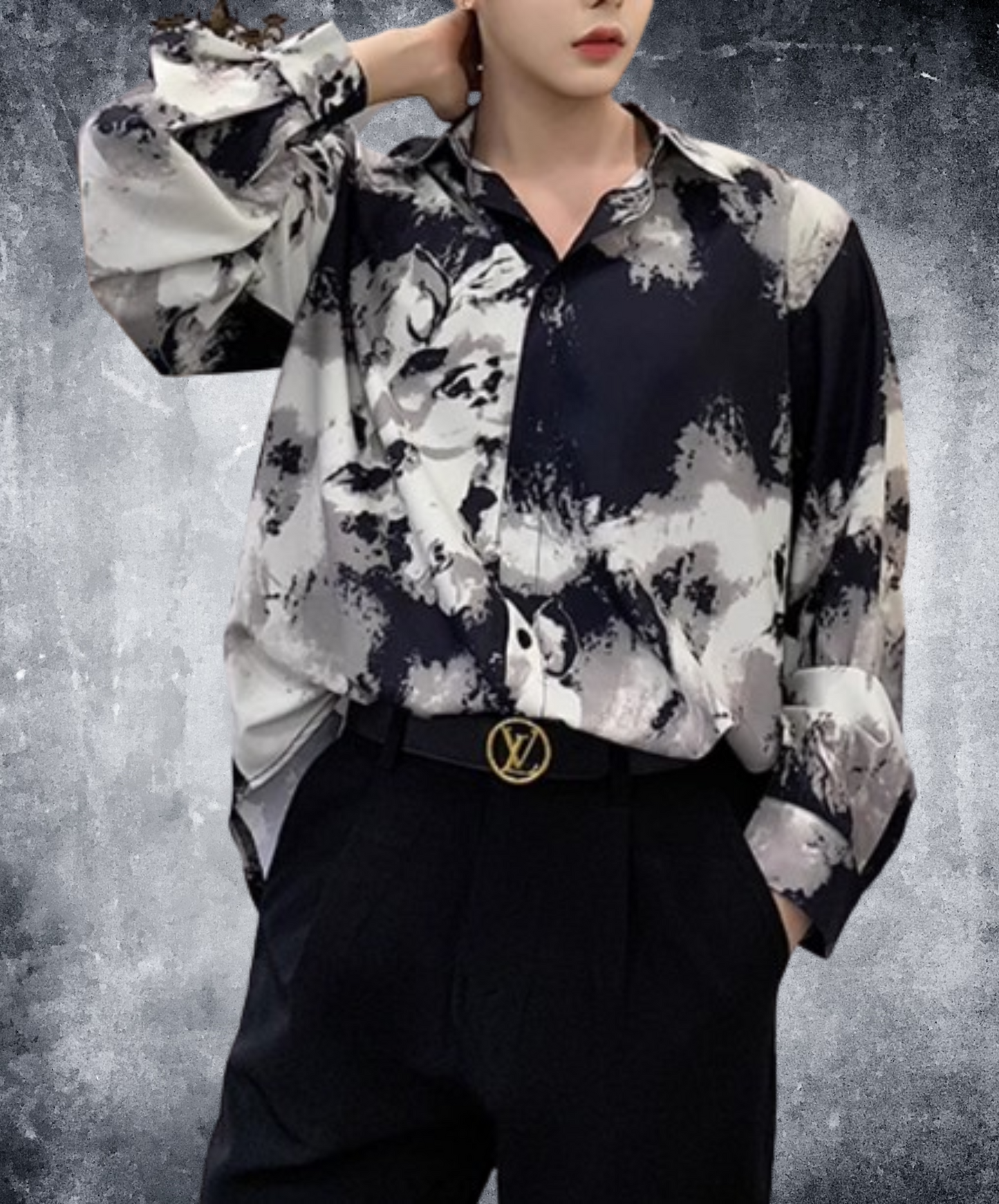 【style53】dark mode outfit set EN1850(shirt+ pants+ boots set)