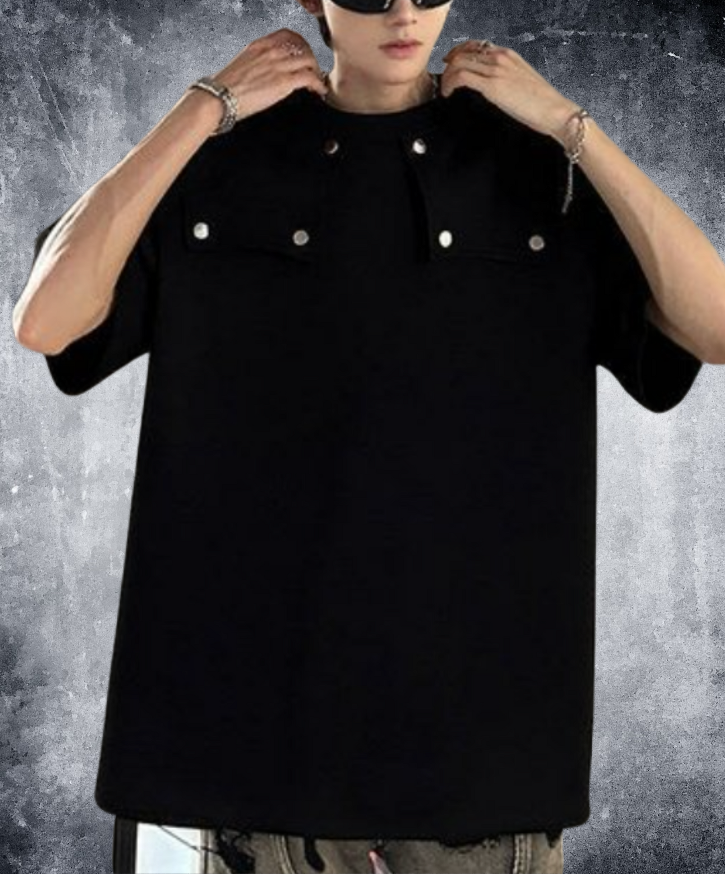 rivet decorated loose silhouette t-shirt EN2202