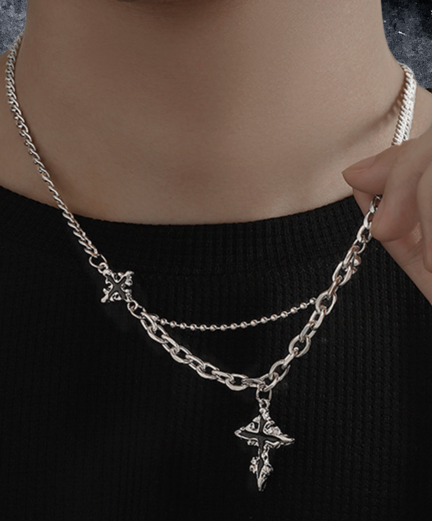 cross star silver necklace EN2463