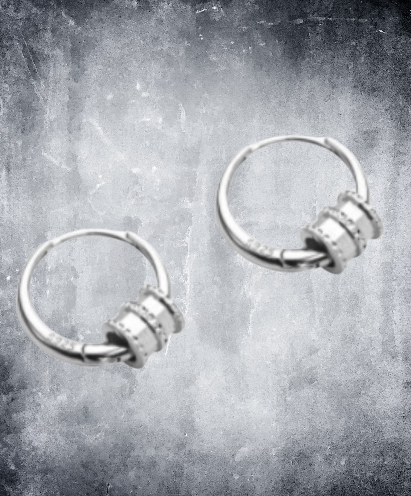 silver hoop in ring earrings EN1617