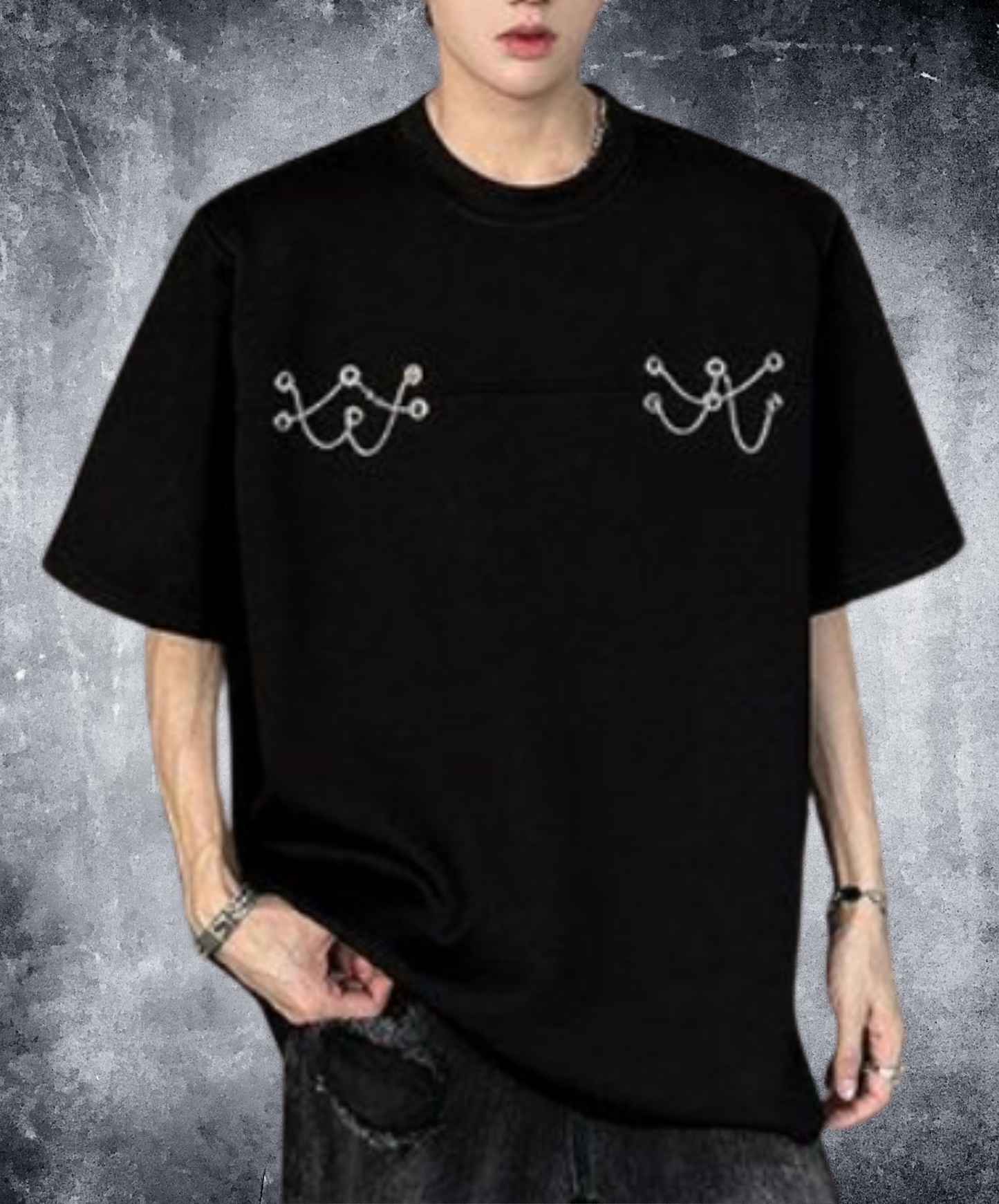 metal chain rope design t-shirt EN2238