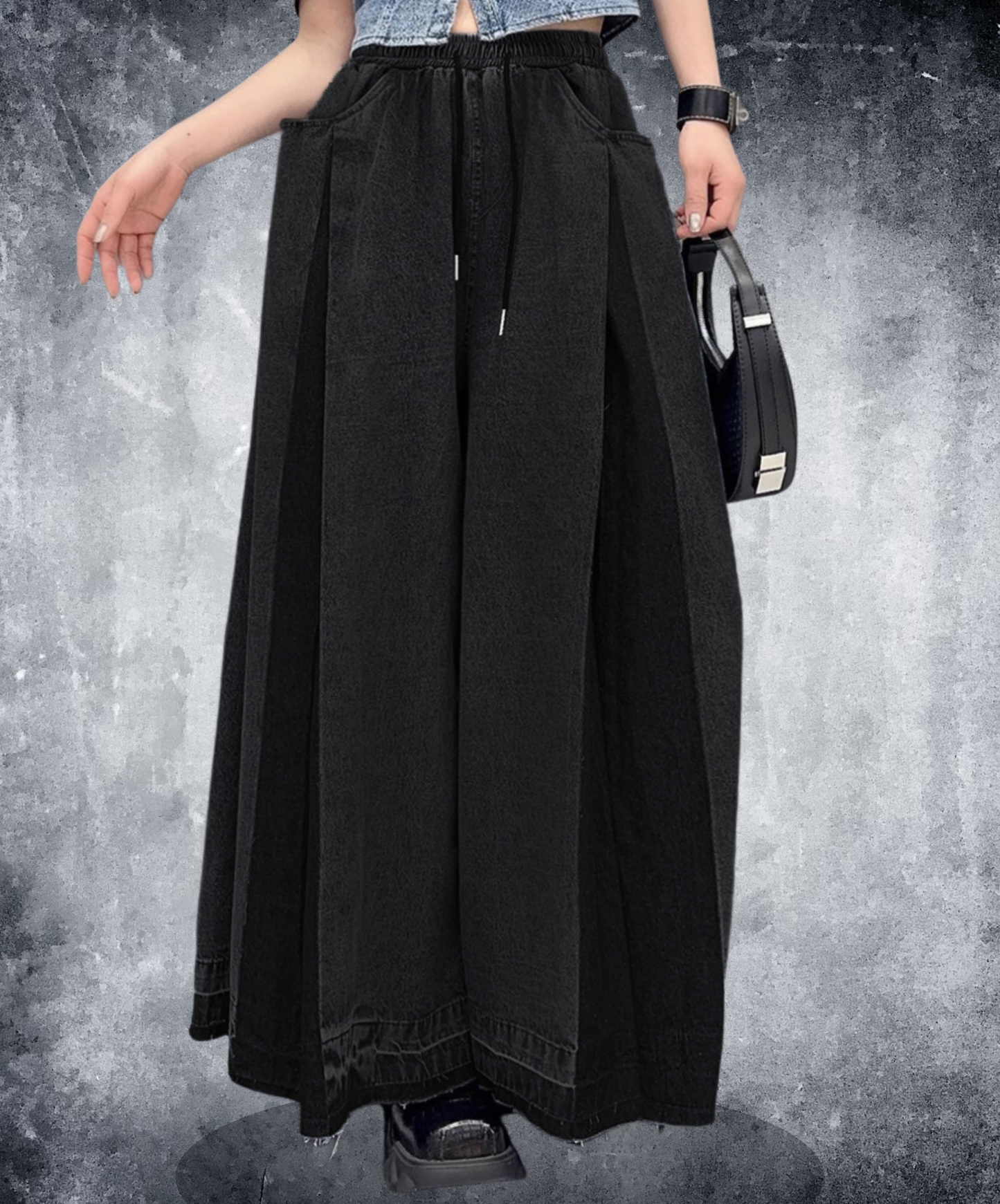 tucked patchwork design pants EN2320
