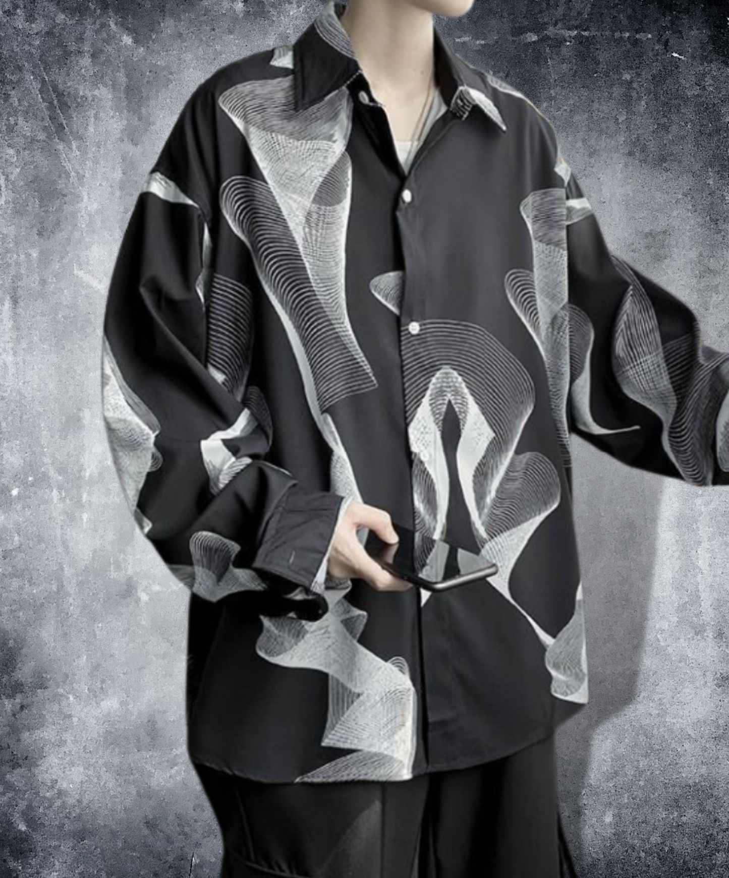 monotone geometric pattern shirt EN989