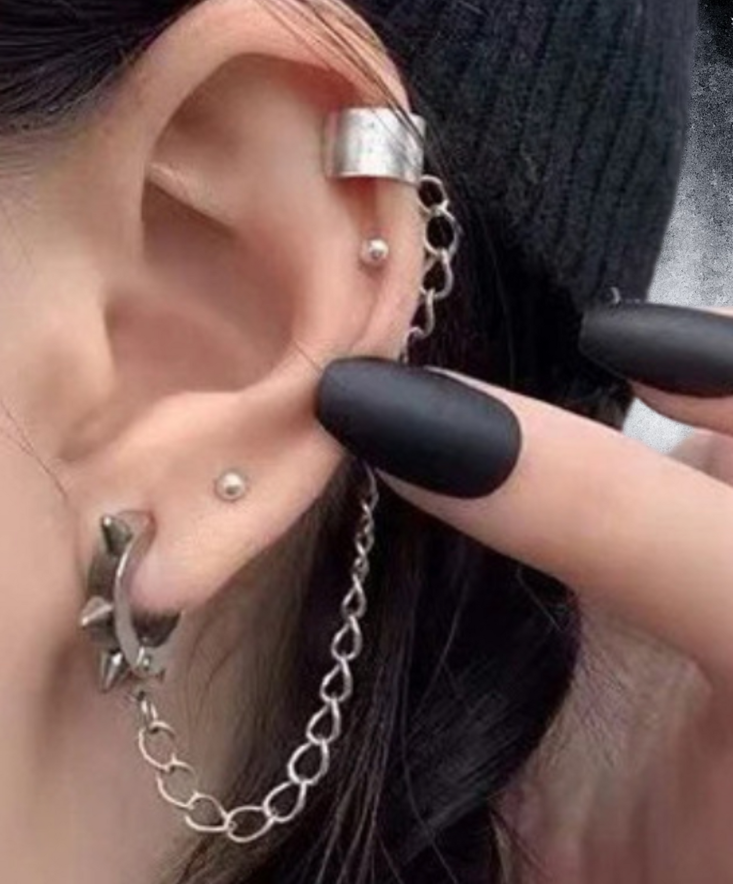 thorn design punk earrings & ear cuff EN1960