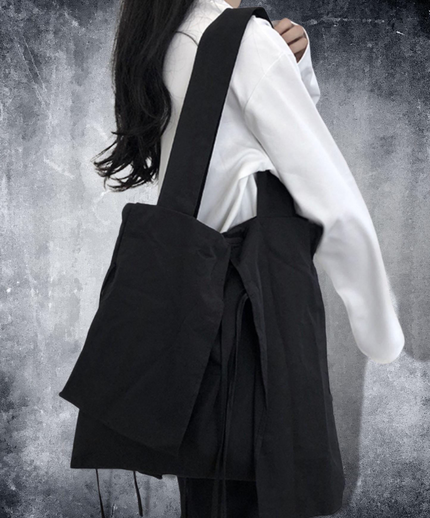 dark black ribbon shoulder bag EN1537