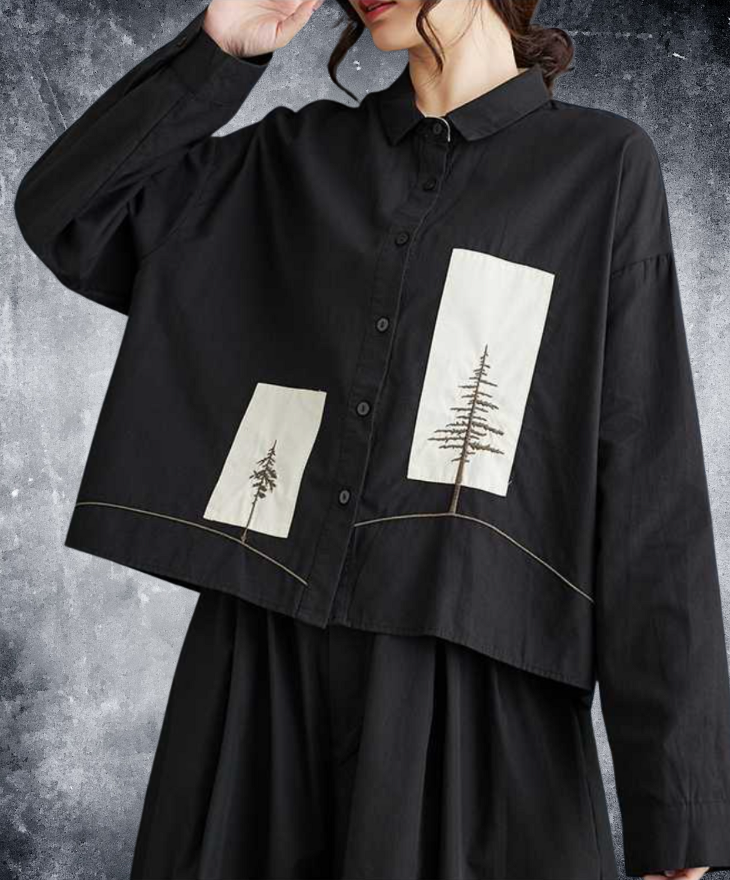 tree silhouette embroidery design shirt EN2289