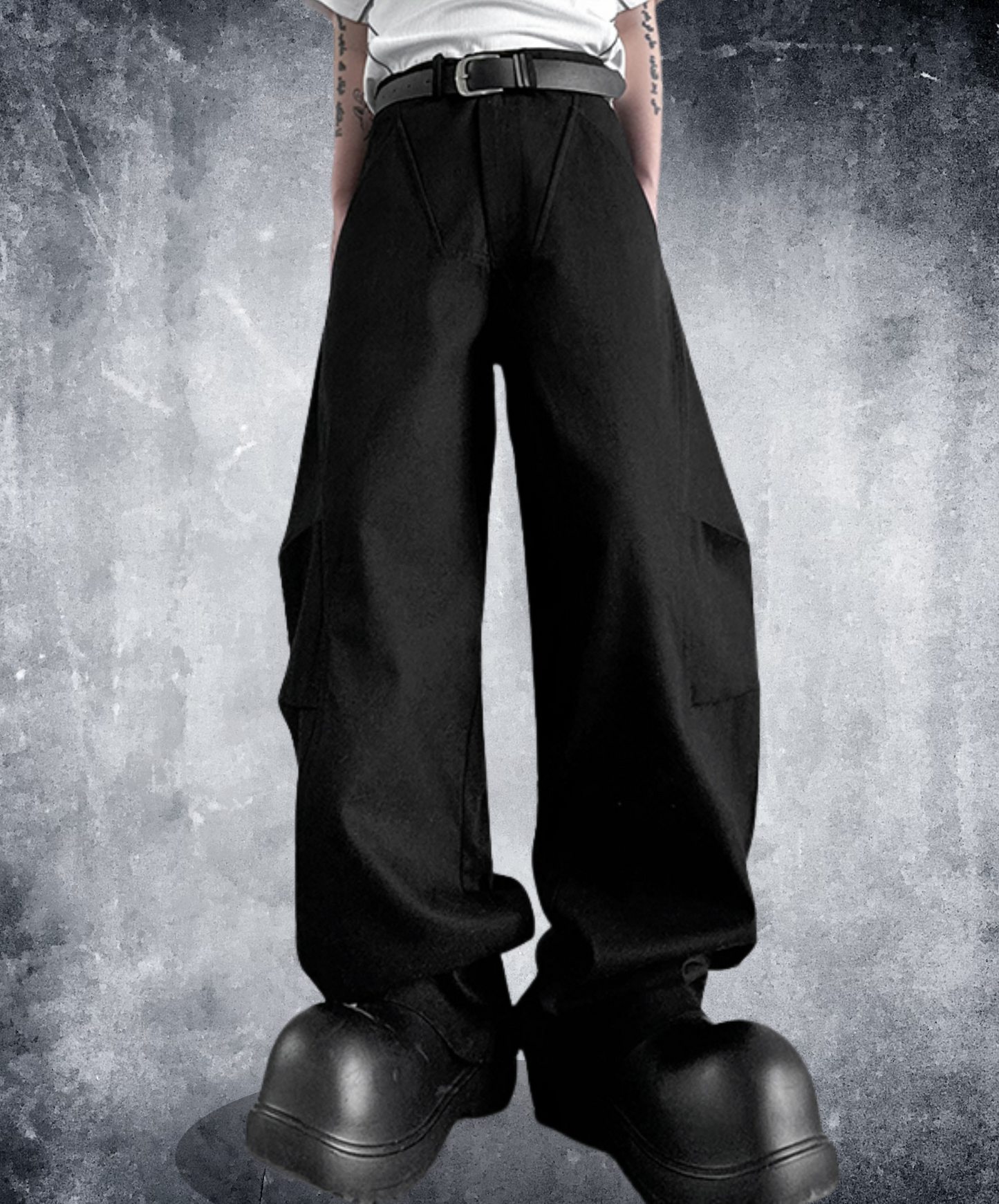 dark special curved silhouette wide pants EN2363