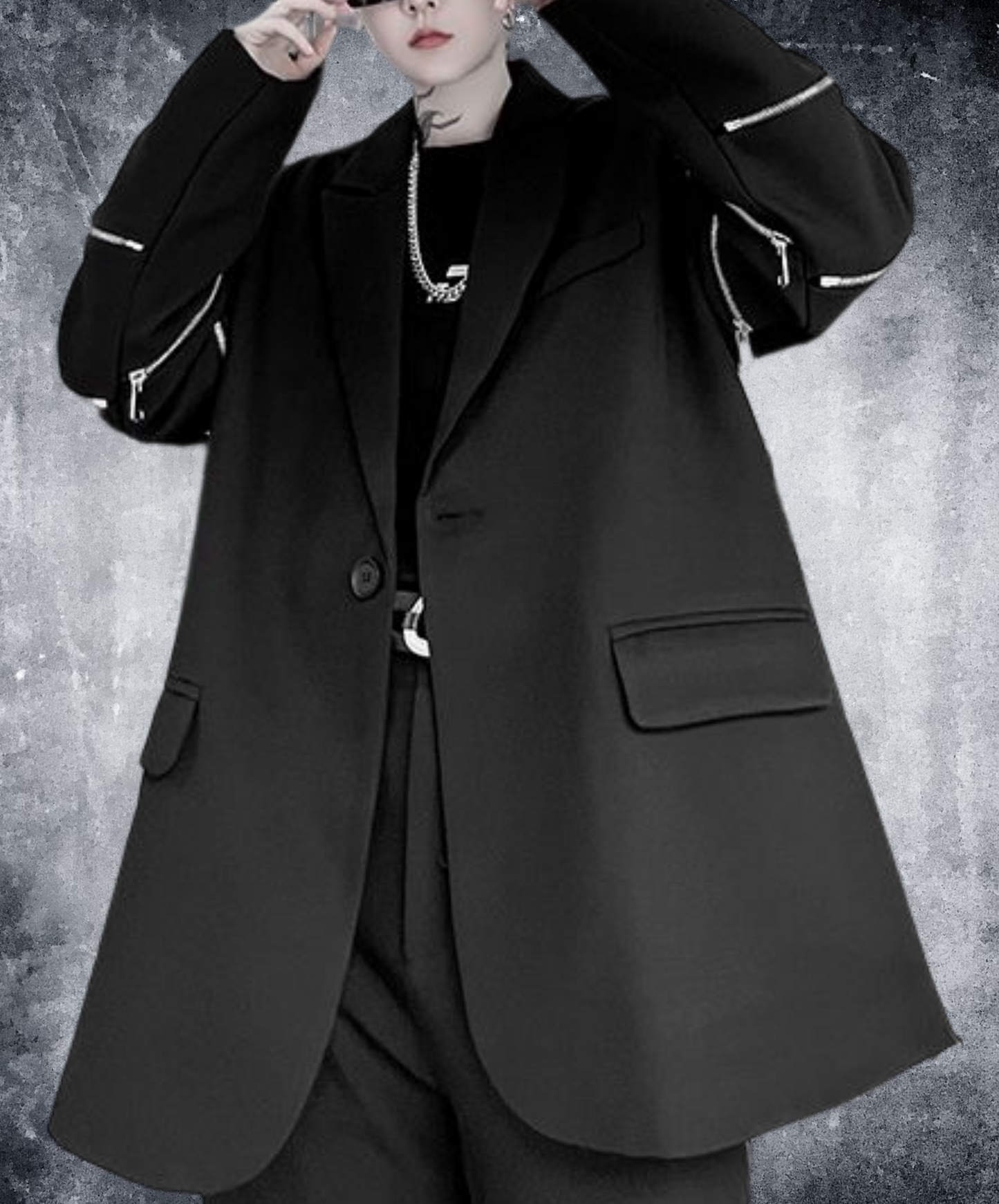 【style57】dark mode outfit set EN1854(jacket + sweater + pants set)