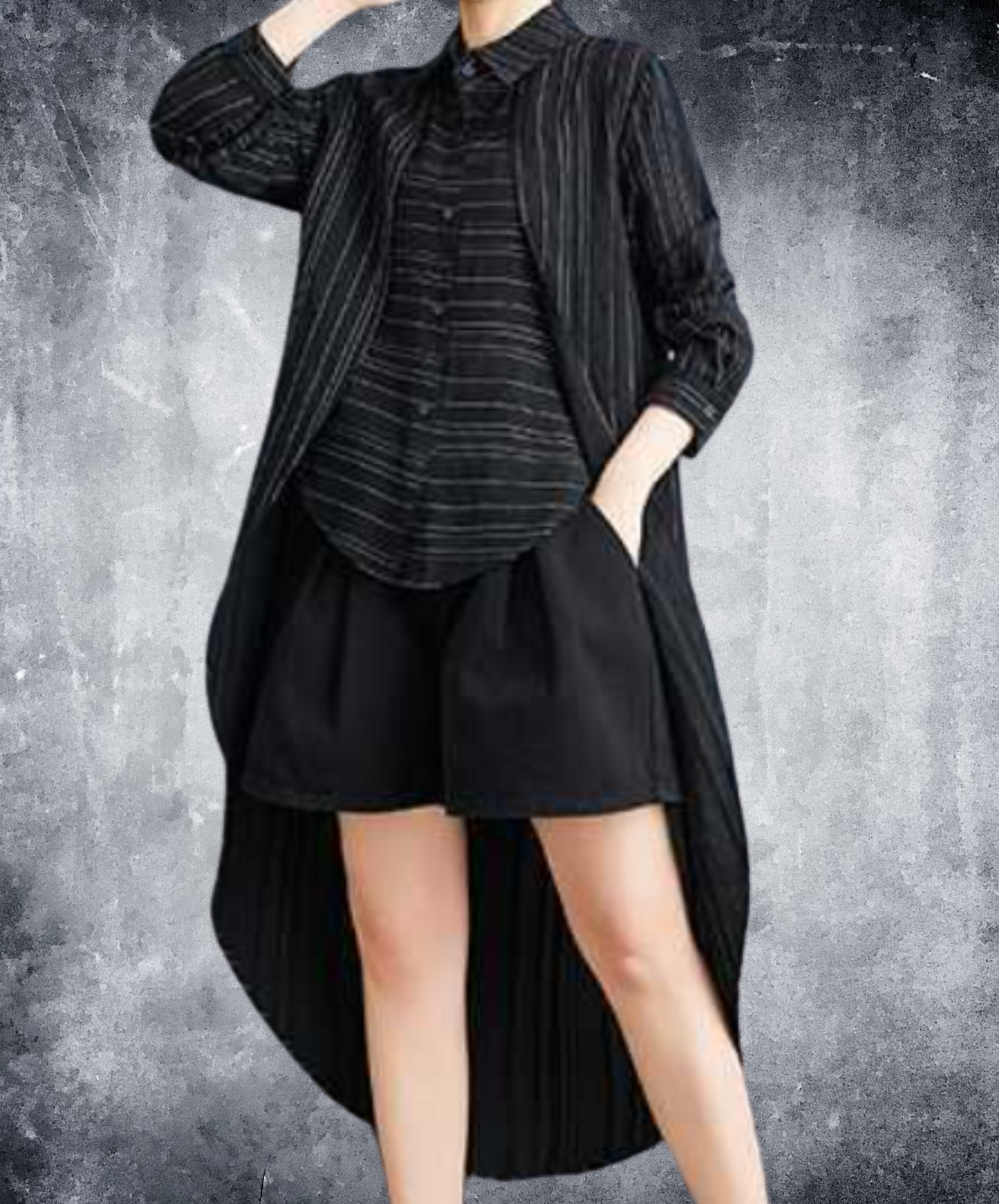 layered stripes and borders long shirt EN2283